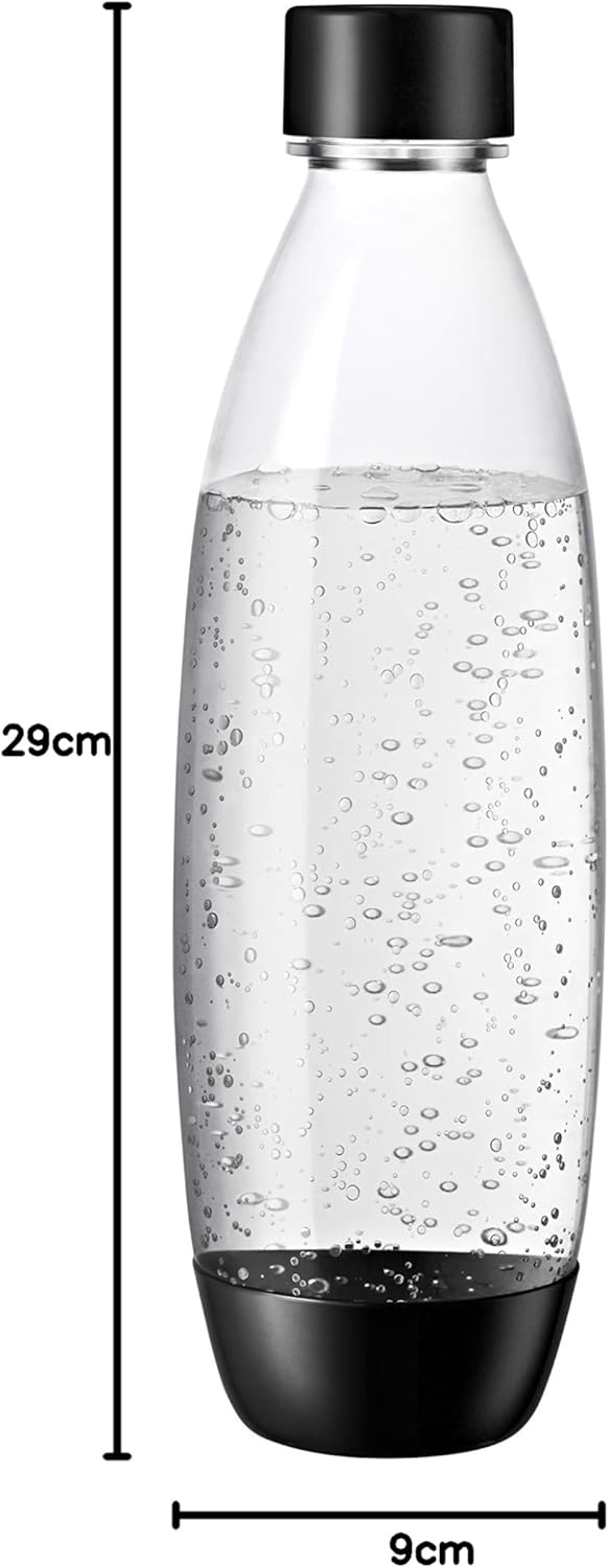 SodaStream 0,8L BPA-freie FUSE Kunststoffflasche schwarz | Spülmaschinengeeignet | Kompatibel mit DUO, E-DUO, Terra, uvm. | 2er-Pack