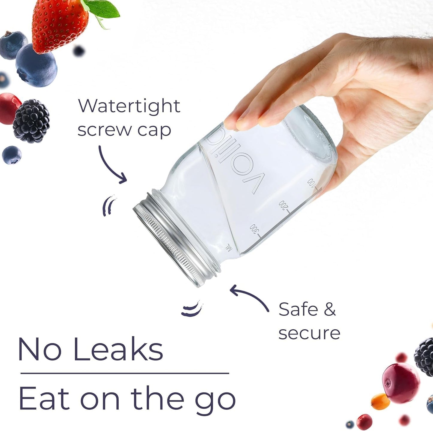 Mason Jar mit Deckeln - 490 ml Mehrzweck-Einmachgläser für Overnight Oats, Einlegen, Einmachen, Konservieren und Mahlzeitenvorbereitung - Luftdichte Einweckgläser (6er Pack - Normaler Deckel)