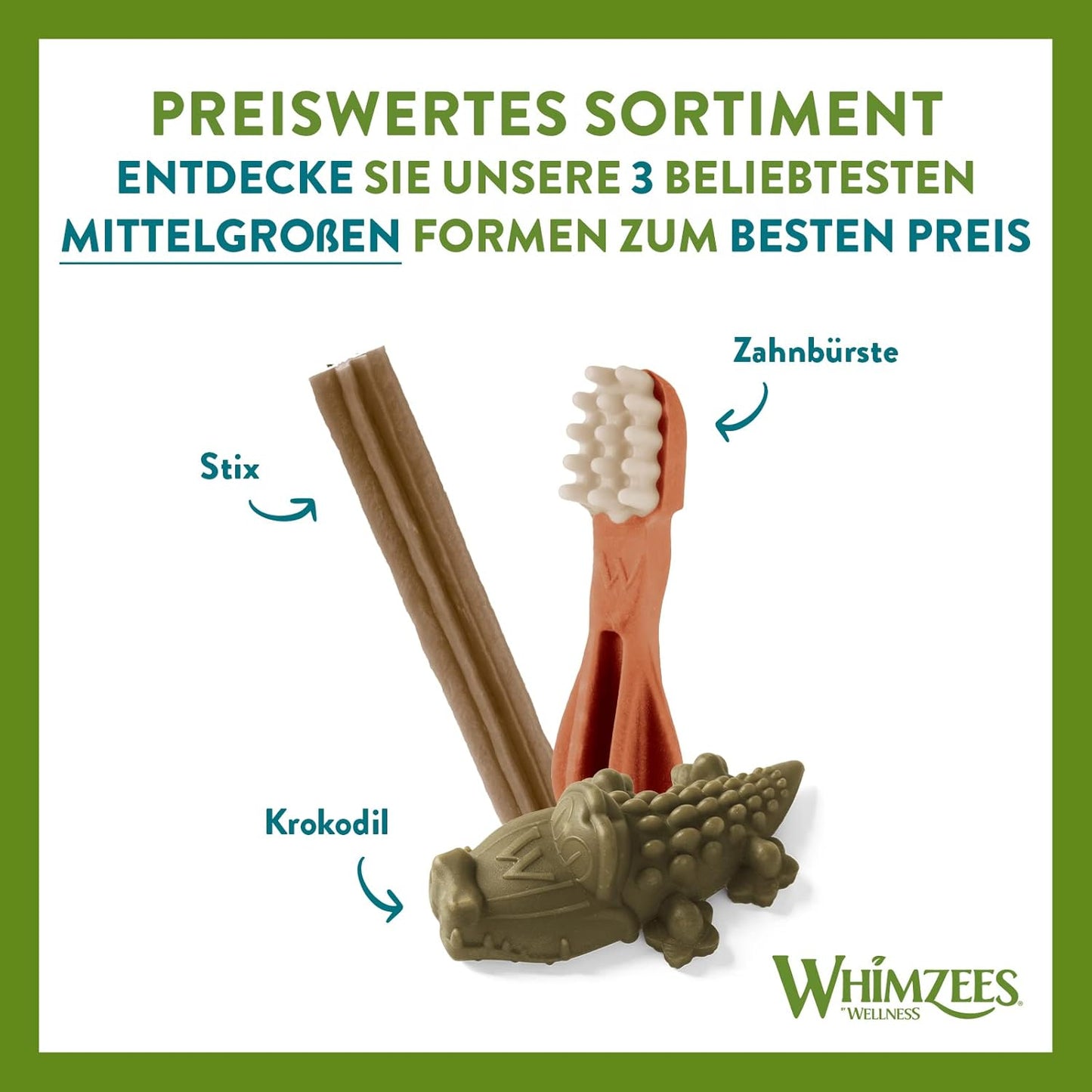 WHIMZEES By Wellness Gemischte Vielfaltsbox, Kaustangen für kleine Hunde zur Zahnpflege, Größe S, 56 Stück, ohne Zuckerzusatz, getreidefrei, natürlich, fettarm