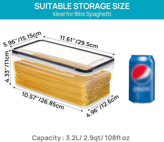 3.2L Vorratsdosen mit Deckel Luftdicht 4er Set, BPA Frei Aufbewahrungsbox Küche,Spaghetti Aufbewahrung Pasta Vorratsbehälter für Nudeln Müsli Cornflakes