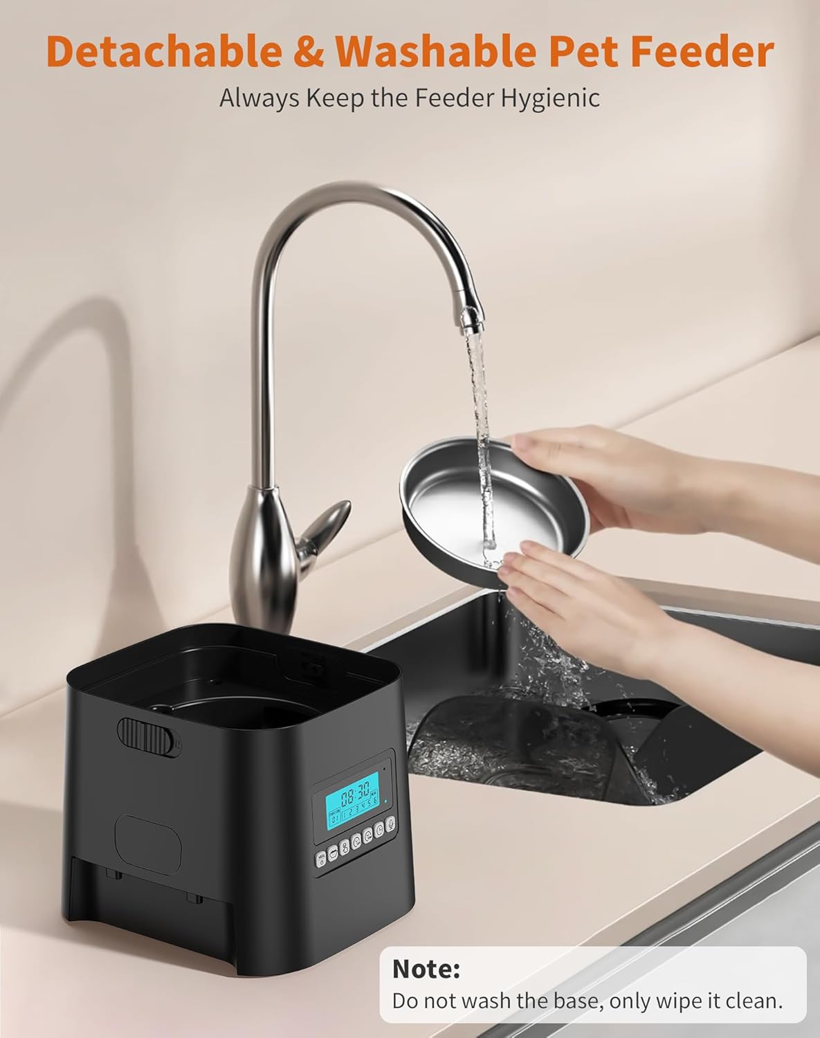 HoneyGuaridan Automatic Cat Feeders for 2 Cats, 3.5L Cat Food Dispenser with Double Bowls,Two Way Splitter Timed Cat Feeder for Dry Food, Programmable 1-6 Meals Control, Dual Power Supply, 10s Call