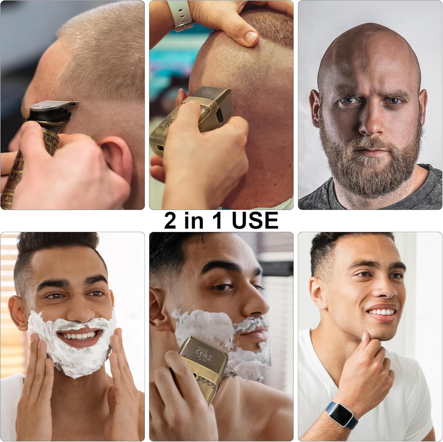 Haarschneider für Herren T-Klinge und elektrischer Rasiermesser-Barttrimmer, Herren-Schönheitspflegeset mit drei Teilen, kabellos
