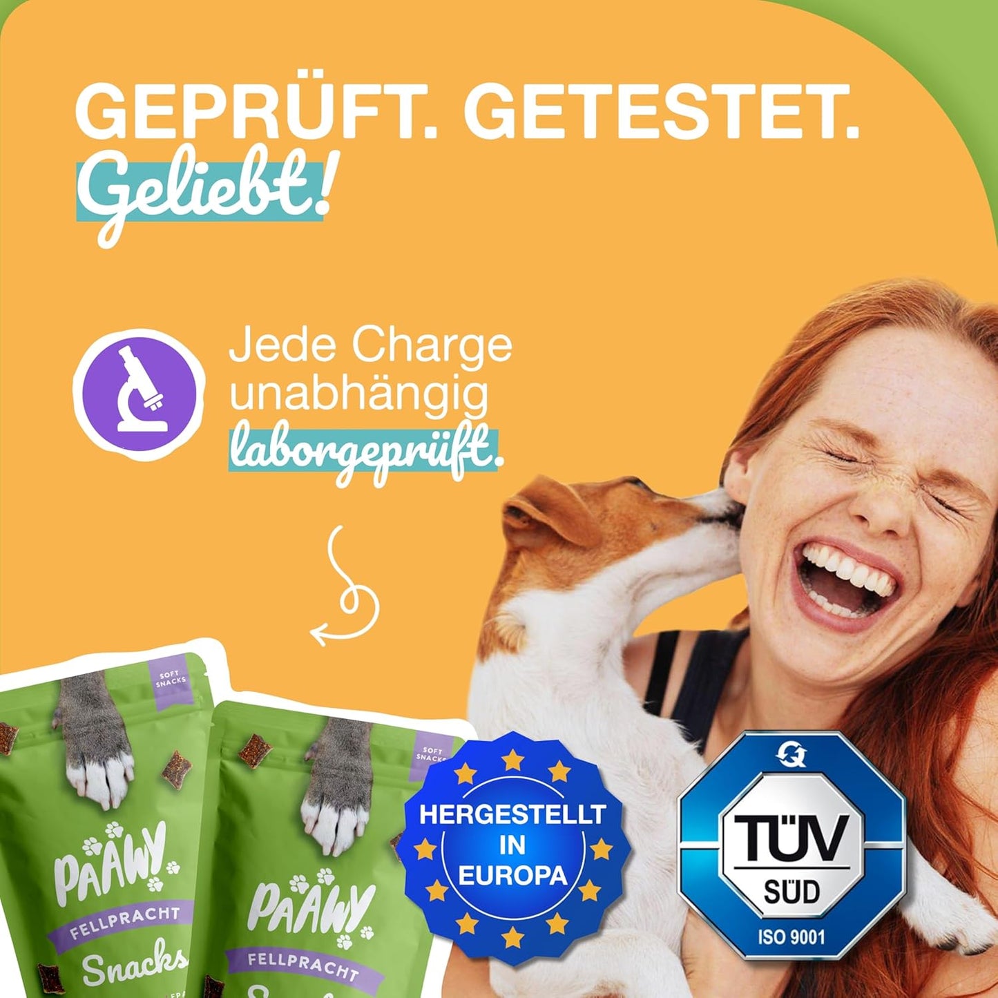 Fellpracht Snacks โ Unterstรผtzt Haut & Fell deines Hundes โ Nahrungsergรคnzung mit Lachsรถl, Bierhefe, Biotin, Omega-3 & Zink โ Gegen Juckreiz, Haarausfall & Allergien