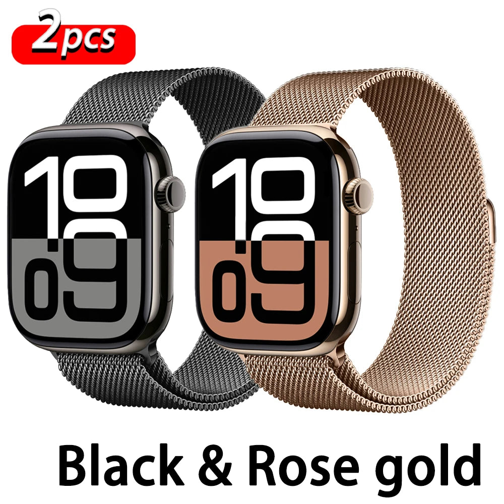 Milanaise-Armband für Apple Watch – kompatibel mit 46 mm, 44 mm, 45 mm, 40 mm, 42 mm, 41 mm, 38 mm, 49 mm – Edelstahlarmband für iWatch Series 10 Ultra 2, 9, 8, SE, 7, 6, 5