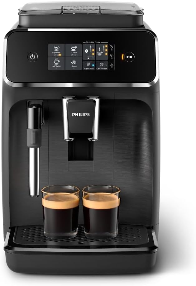 Philips Serie 2200 Kaffeevollautomat – 2 Kaffeesorten, Klassischer Milchaufschäumer, Intuitives Touchdisplay, 100% Keramikmahlwerk, mattes Schwarz (EP2220/10)