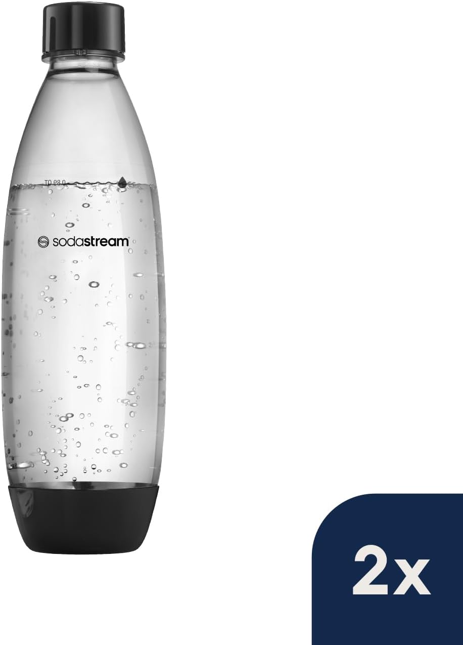 SodaStream 0,8L BPA-freie FUSE Kunststoffflasche schwarz | Spülmaschinengeeignet | Kompatibel mit DUO, E-DUO, Terra, uvm. | 2er-Pack