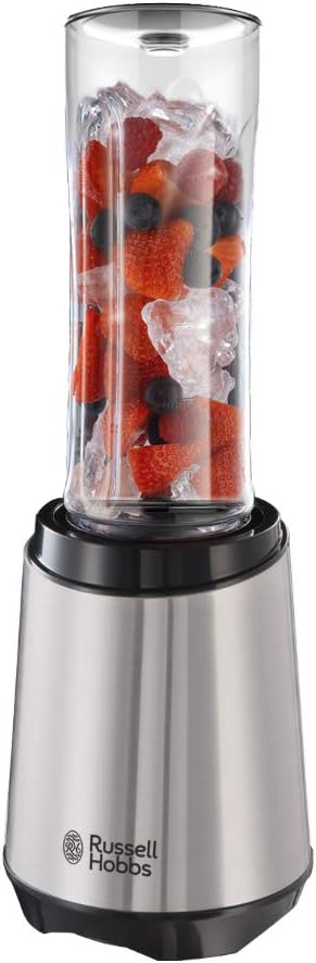 Russell Hobbs Mixer - Standmixer & Smoothie Maker to go [23.500 U/min Power-Motor] inkl. 2x Mixbehälter 600ml (BPA-frei, spülmaschinen- & bruchfest inkl. Deckel) Zerkleinerer, Edelstahl, 23470-56