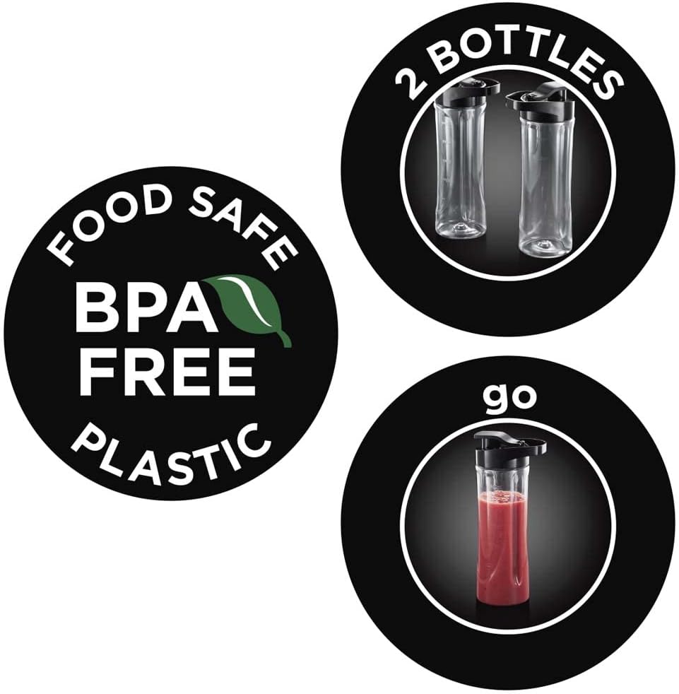 Russell Hobbs Mixer - Standmixer & Smoothie Maker to go [23.500 U/min Power-Motor] inkl. 2x Mixbehälter 600ml (BPA-frei, spülmaschinen- & bruchfest inkl. Deckel) Zerkleinerer, Edelstahl, 23470-56