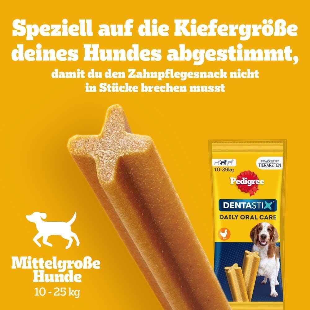 PEDIGREE DentaStix Zahnpflegesnack - 112 Stück - für große Hunde (+25kg) - Hundeleckerli mit Huhn– & Rindgeschmack für jeden Tag, Zahnpflege Hund für gesunde Zähne - 1 Großpackung