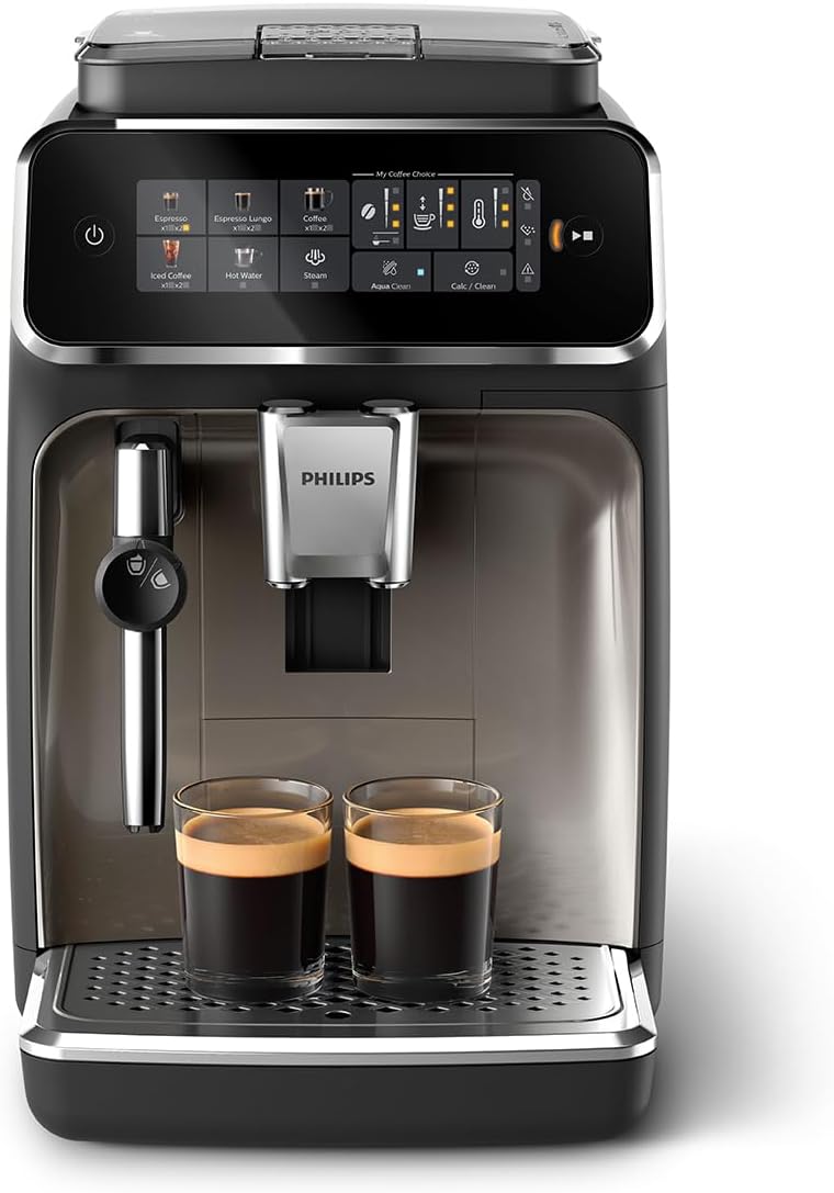 Philips Serie 2200 Kaffeevollautomat – 2 Kaffeesorten, Klassischer Milchaufschäumer, Intuitives Touchdisplay, 100% Keramikmahlwerk, mattes Schwarz (EP2220/10)