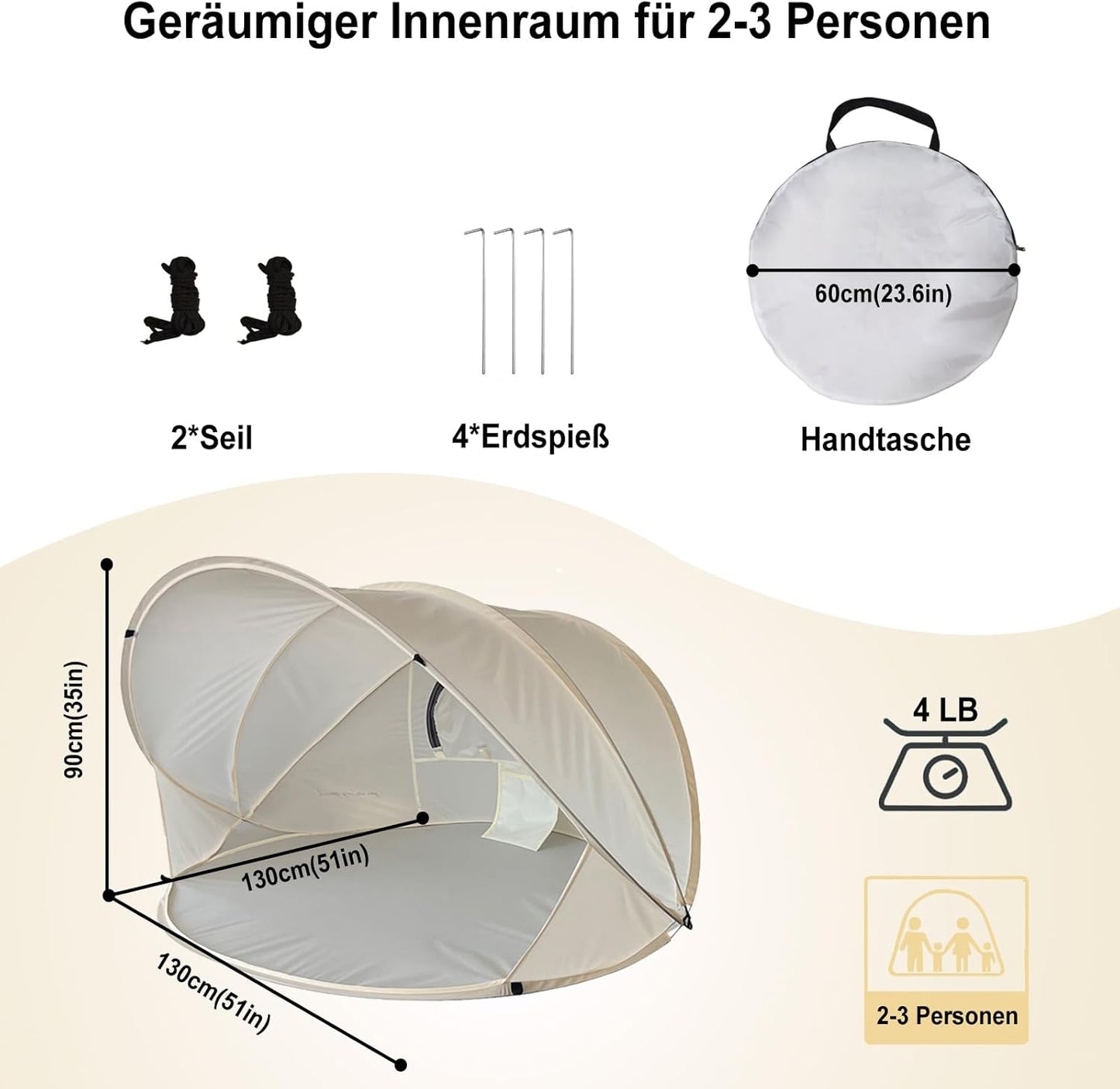 Strandmuschel Pop Up Strandzelt UV Schutz Wurfzelt Wetter Leicht Strandzelt Für Garten Strand