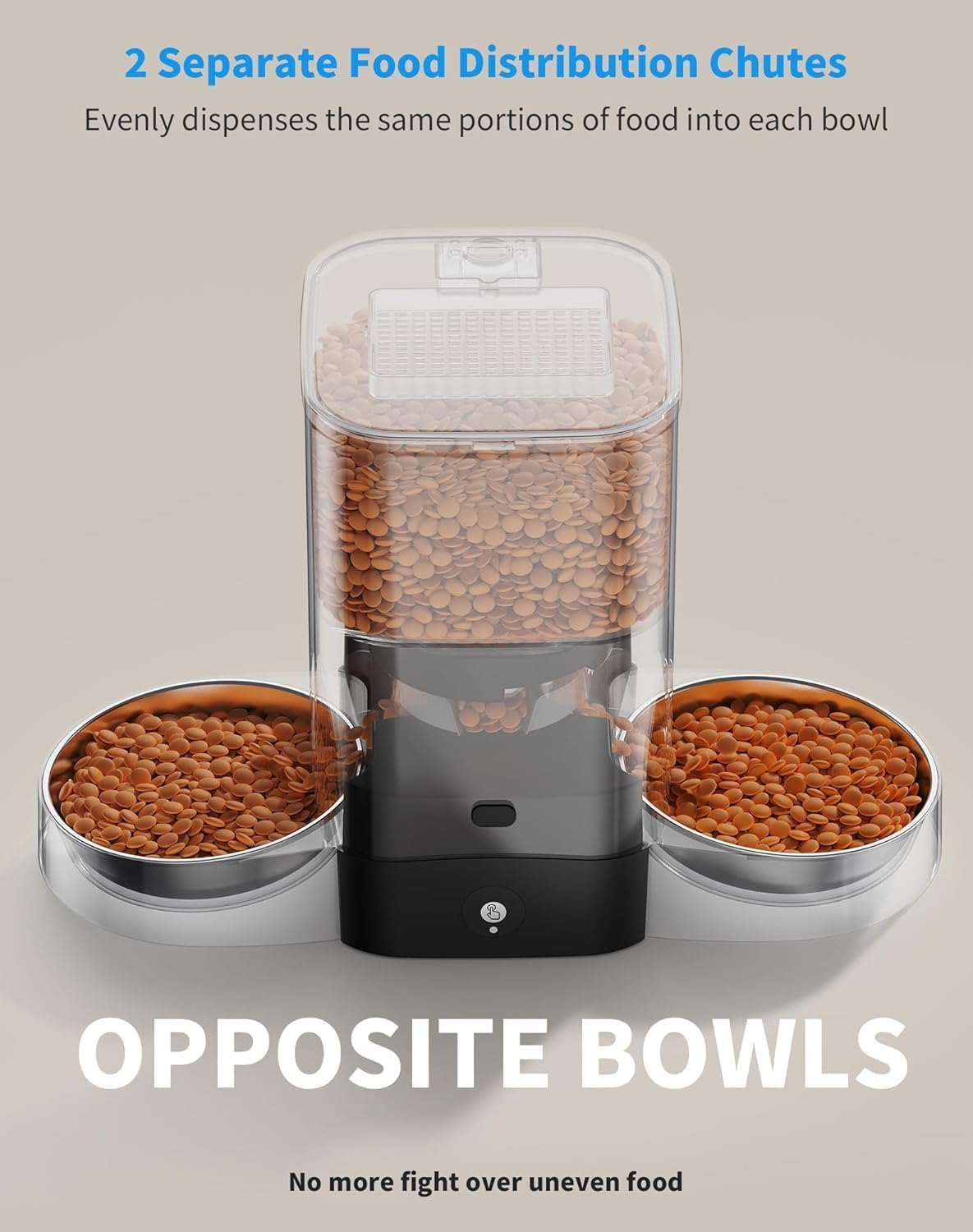 HoneyGuaridan Automatic Cat Feeders for 2 Cats, 3.5L Cat Food Dispenser with Double Bowls,Two Way Splitter Timed Cat Feeder for Dry Food, Programmable 1-6 Meals Control, Dual Power Supply, 10s Call