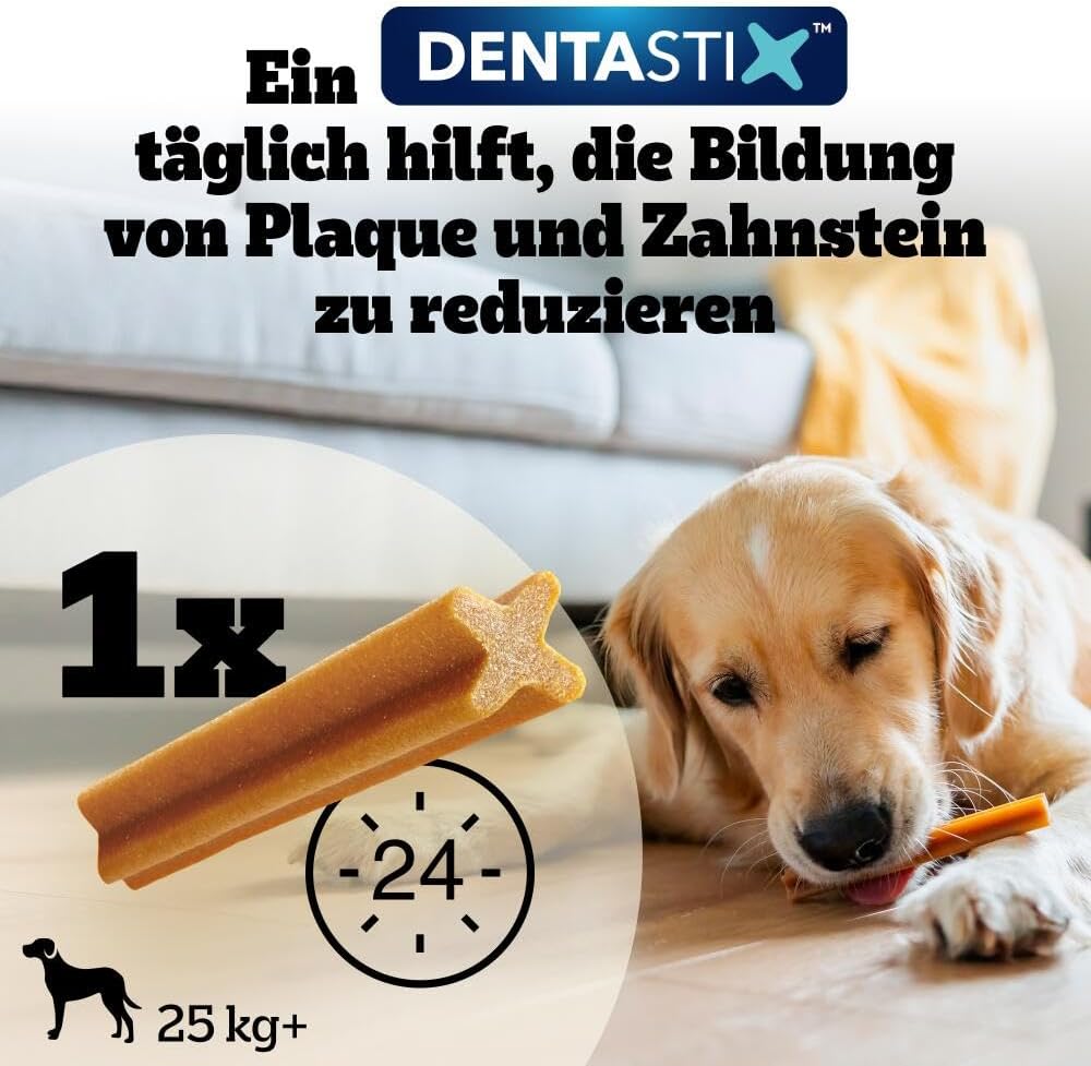 PEDIGREE DentaStix Zahnpflegesnack - 112 Stück - für große Hunde (+25kg) - Hundeleckerli mit Huhn– & Rindgeschmack für jeden Tag, Zahnpflege Hund für gesunde Zähne - 1 Großpackung