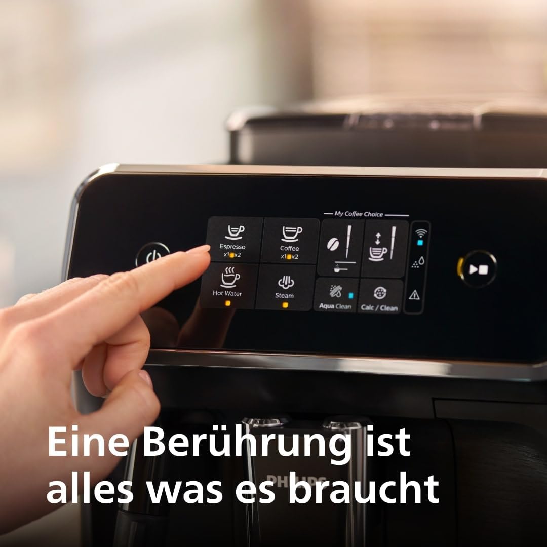 Philips Serie 2200 Kaffeevollautomat – 2 Kaffeesorten, Klassischer Milchaufschäumer, Intuitives Touchdisplay, 100% Keramikmahlwerk, mattes Schwarz (EP2220/10)