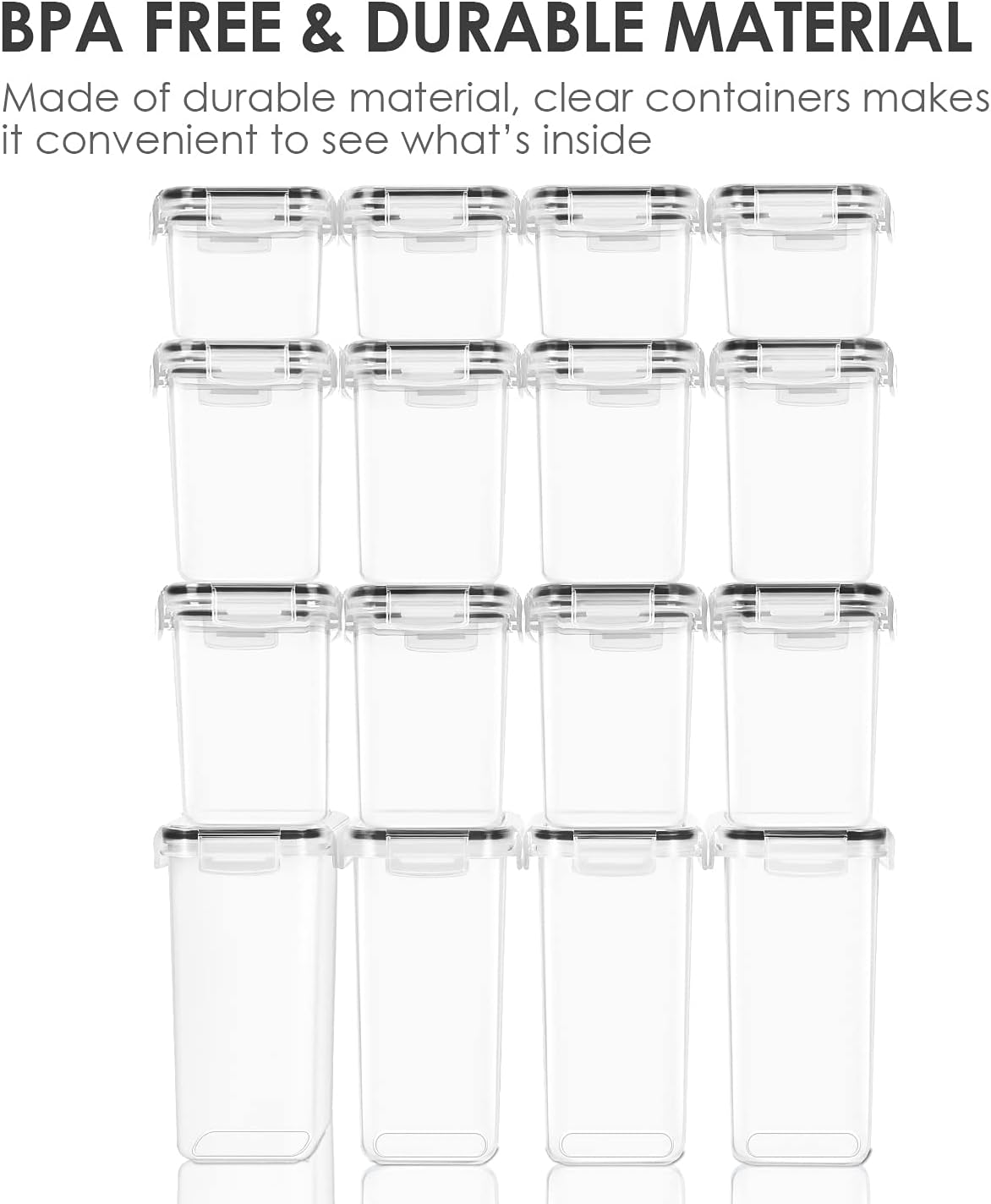 Vtopmart Vorratsdosen mit Deckel Luftdicht, Set mit 24 Vorratsbehälter, BPA-frei, Küchen Aufbewahrungsboxen für Mehl, Zucker, Körner, Mit Schreibstift und Etikett