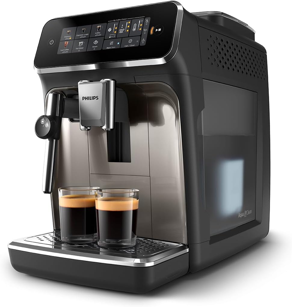 Philips Serie 2200 Kaffeevollautomat – 2 Kaffeesorten, Klassischer Milchaufschäumer, Intuitives Touchdisplay, 100% Keramikmahlwerk, mattes Schwarz (EP2220/10)