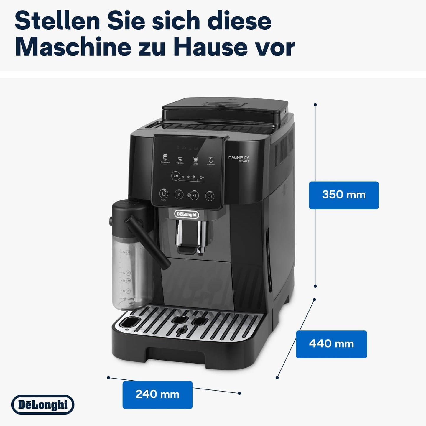 De'Longhi Magnifica S ECAM11.112.B, Kaffeevollautomat mit Milchaufschäumdüse für Cappuccino, mit Espresso Direktwahltasten und Drehregler, 2-Tassen-Funktion, Schwarz
