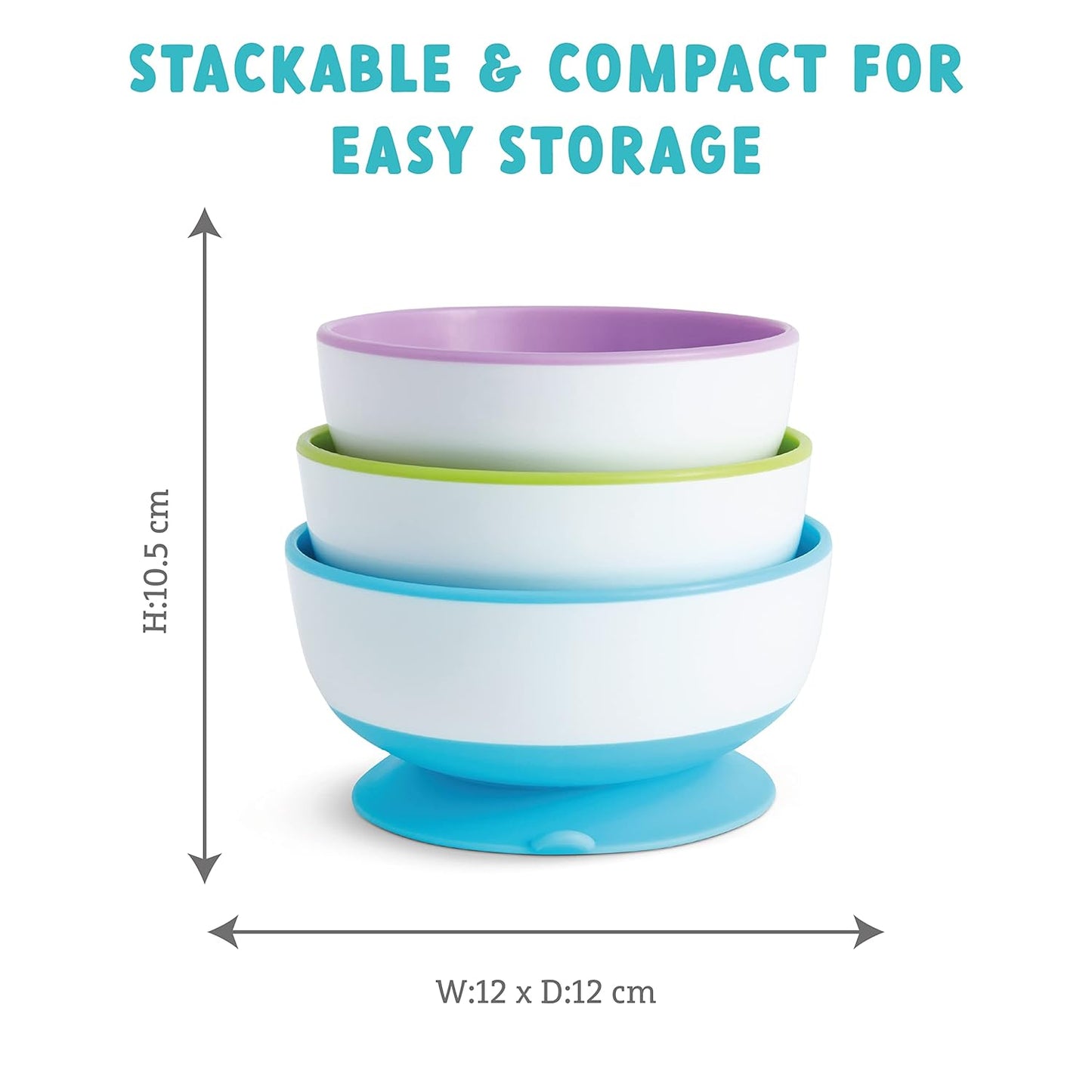 Munchkin Stay Put Baby Geteiltes Teller Set | Baby & Kleinkind Teller mit Fächern für Beikosteinführung | Saugnapfteller für Kinder ab 6 Monaten | BPA-frei | 2er Pack | Blau/Grün