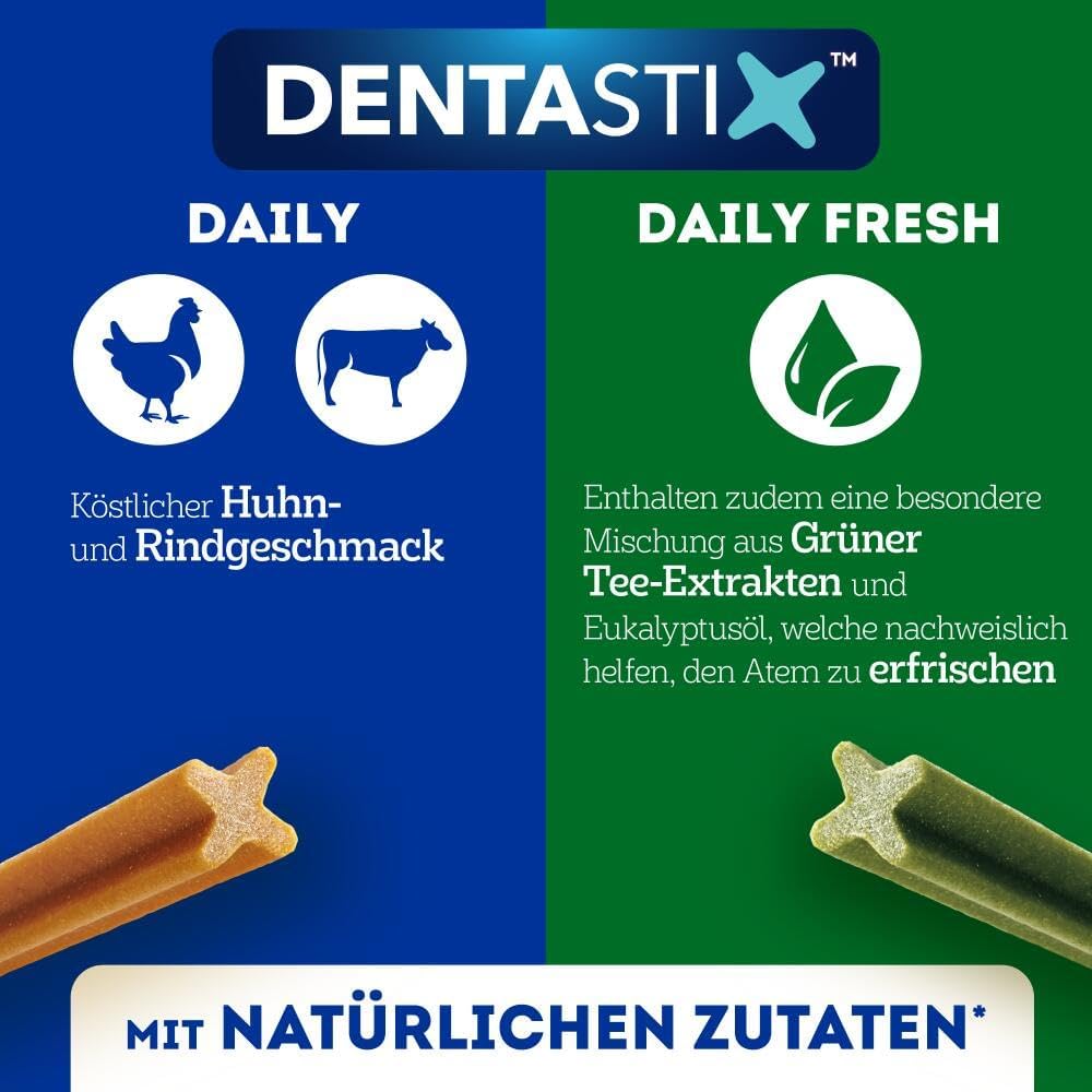 PEDIGREE DentaStix Zahnpflegesnack - 112 Stück - für große Hunde (+25kg) - Hundeleckerli mit Huhn– & Rindgeschmack für jeden Tag, Zahnpflege Hund für gesunde Zähne - 1 Großpackung