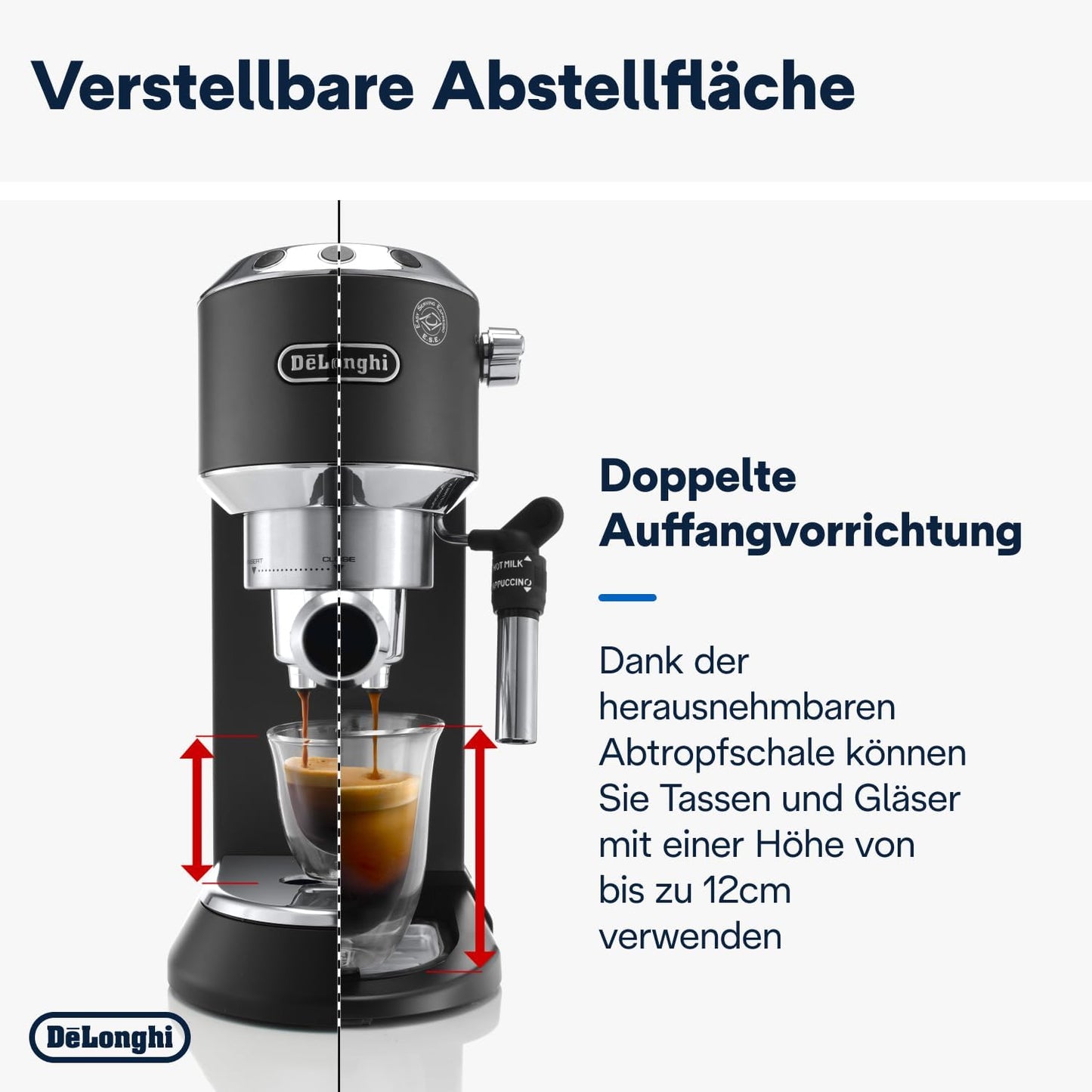 De'Longhi Dedica Style EC 685.B – Espresso Siebträgermaschine, Espressomaschine mit professionellem Milchaufschäumer, nur 15 cm breit, für Kaffeepulver oder ESE Pads, 1 l Wassertank, schwarz