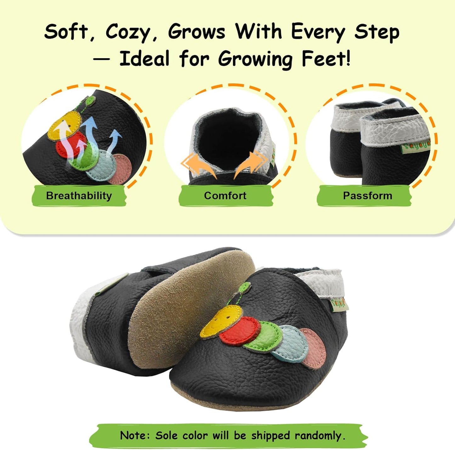 SAYOYO Weicher Leder Lauflernschuhe Krabbelschuhe Babyhausschuhe Kleinkind Lederschuhe Jungen und Mädchen, 21/22 (12-18) L Monate, Grau