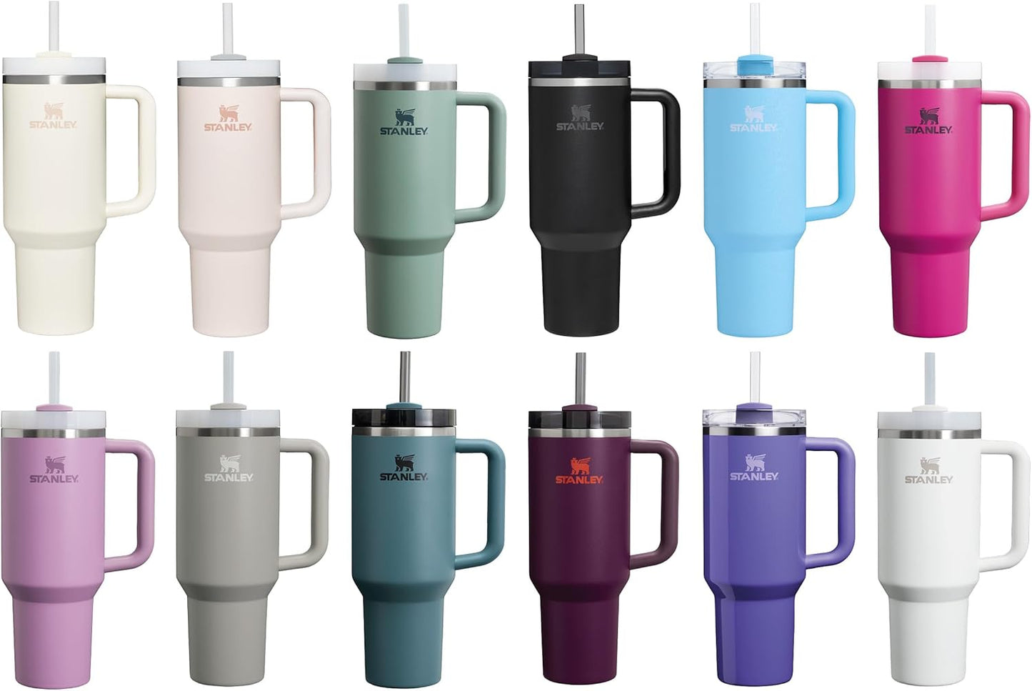 Stanley Quencher H2.0 Flowstate Trinkflasche Mit Strohhalm 1.2L - Thermobecher Kühlt 11 Stunden - 48 Stunden Eisgekühlt - Spülmaschinenfest - Thermosflasche BPA Frei - Edelstahl Trinkbecher