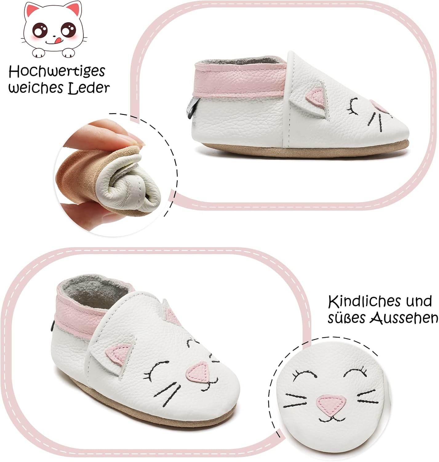 IceUnicorn Krabbelschuhe Baby Lauflernschuhe Jungen Mädchen Weicher Leder Babyhausschuhe Kleinkind Rutschfeste Lederschuhe Baby