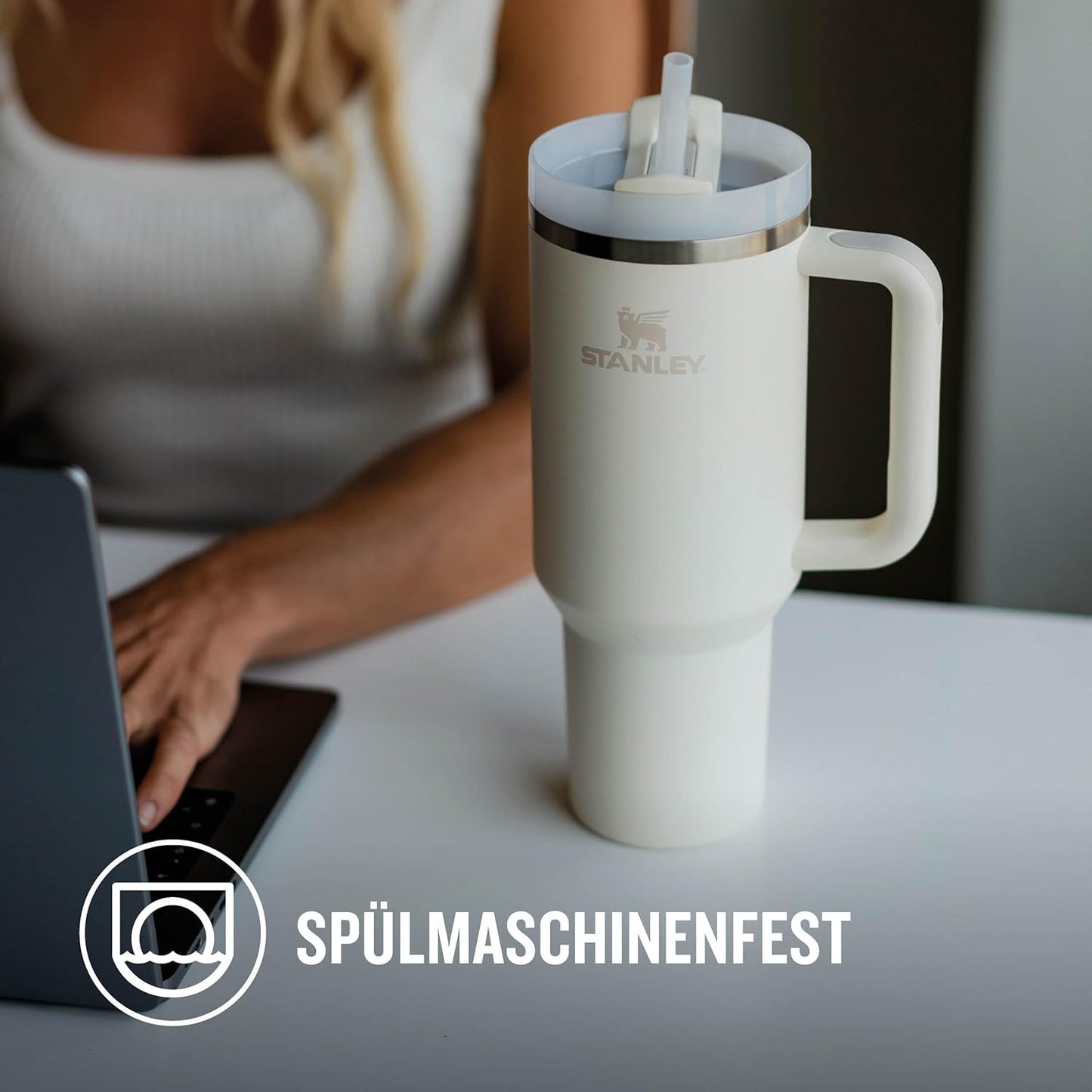 Stanley Quencher H2.0 Flowstate Trinkflasche Mit Strohhalm 1.2L - Thermobecher Kühlt 11 Stunden - 48 Stunden Eisgekühlt - Spülmaschinenfest - Thermosflasche BPA Frei - Edelstahl Trinkbecher