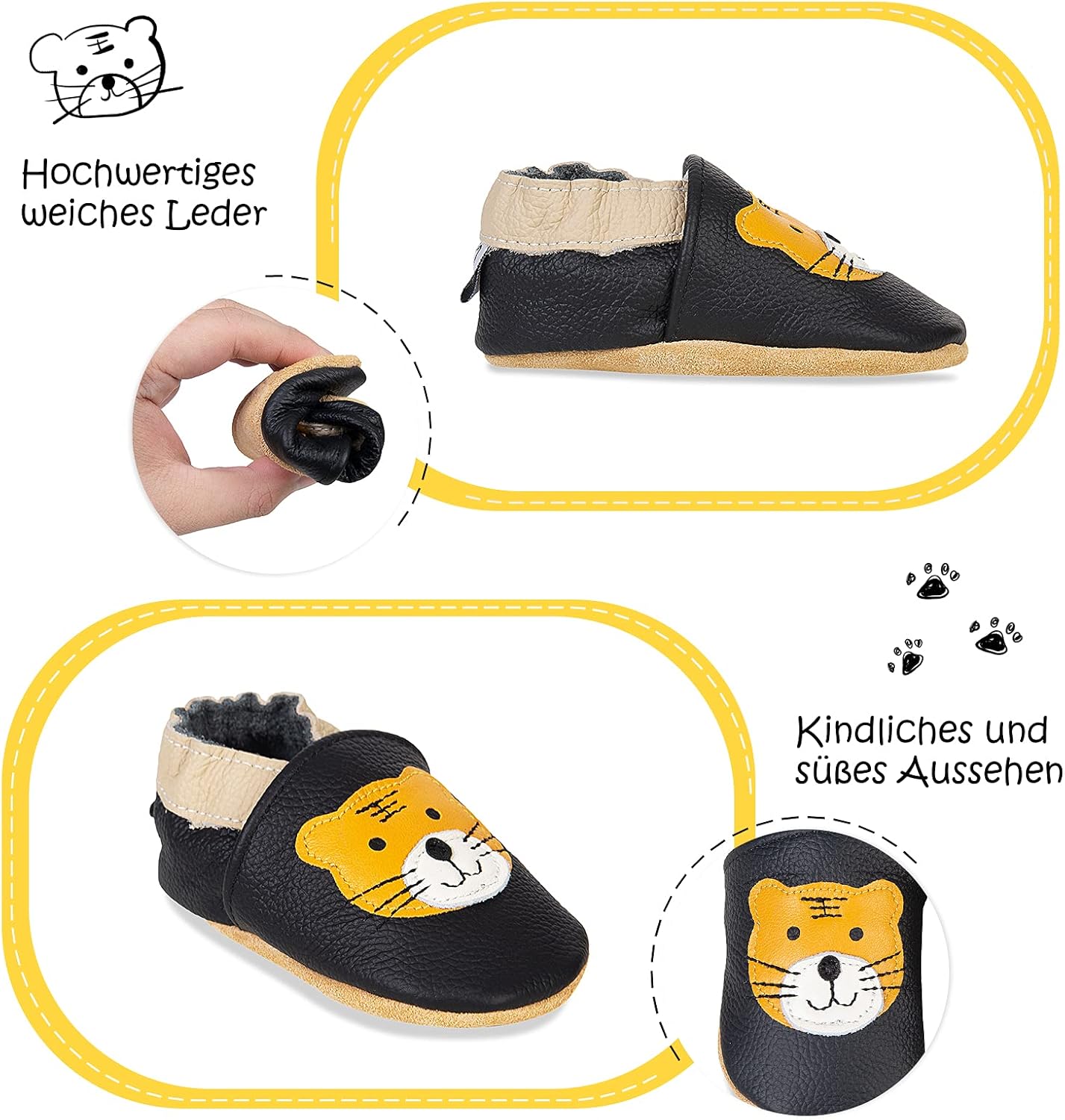 IceUnicorn Krabbelschuhe Baby Lauflernschuhe Jungen Mädchen Weicher Leder Babyhausschuhe Kleinkind Rutschfeste Lederschuhe Baby