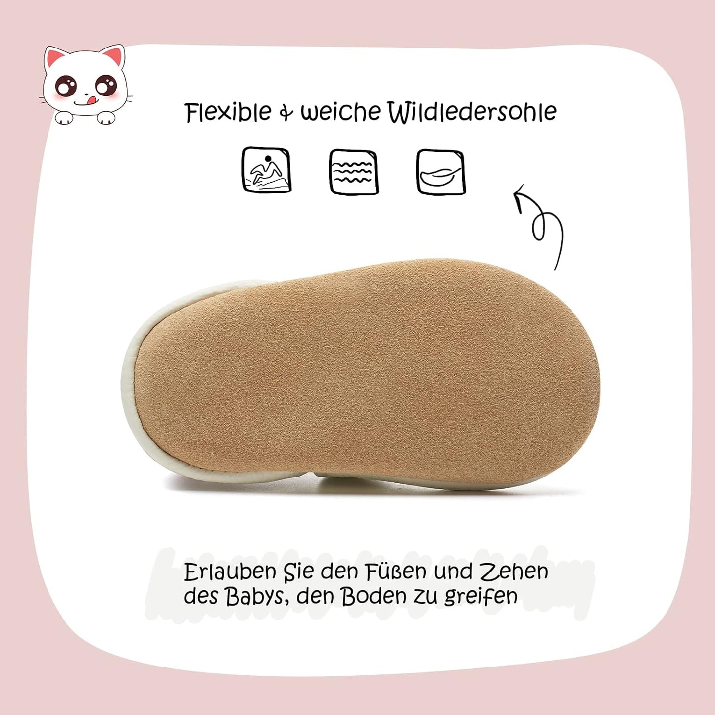 IceUnicorn Krabbelschuhe Baby Lauflernschuhe Jungen Mädchen Weicher Leder Babyhausschuhe Kleinkind Rutschfeste Lederschuhe Baby