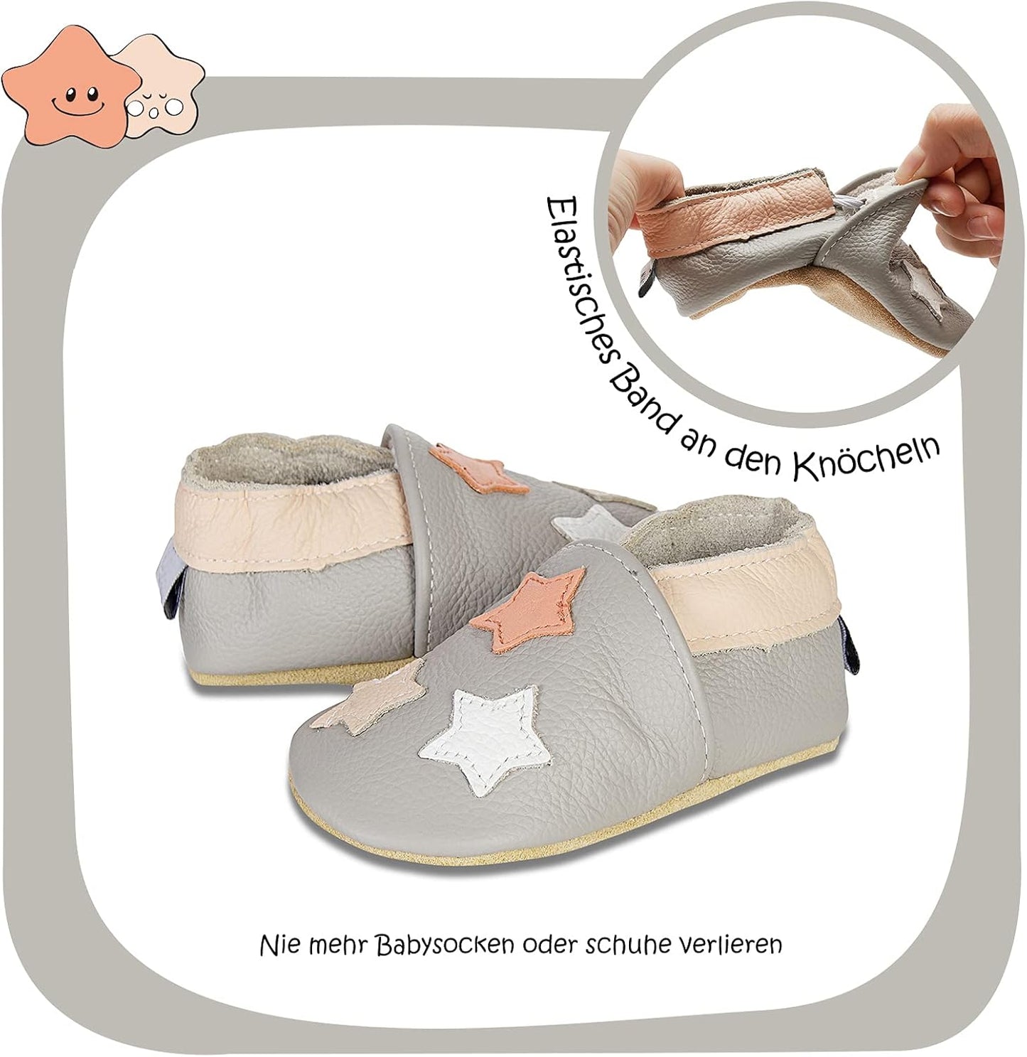 IceUnicorn Krabbelschuhe Baby Lauflernschuhe Jungen Mädchen Weicher Leder Babyhausschuhe Kleinkind Rutschfeste Lederschuhe Baby