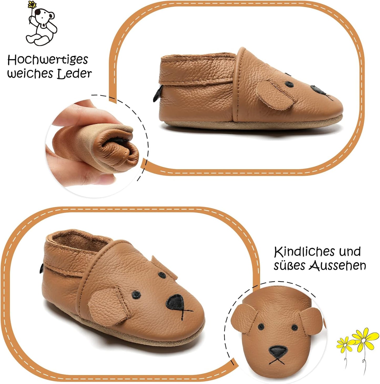IceUnicorn Krabbelschuhe Baby Lauflernschuhe Jungen Mädchen Weicher Leder Babyhausschuhe Kleinkind Rutschfeste Lederschuhe Baby