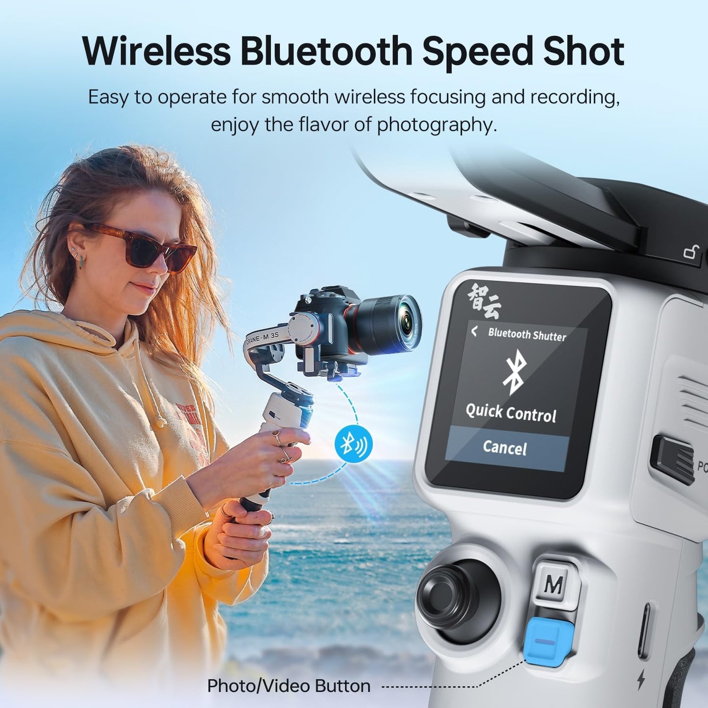 ZHIYUN Crane M3S [Official] Gimbal Stabiliser for Camera, 1000Lux Video Light/Bluetooth/1.22 Inch Screen, Lightweight 3-Axis Stabiliser for DSLR and Mirrorless Smartphone/Action Cam, 705 g