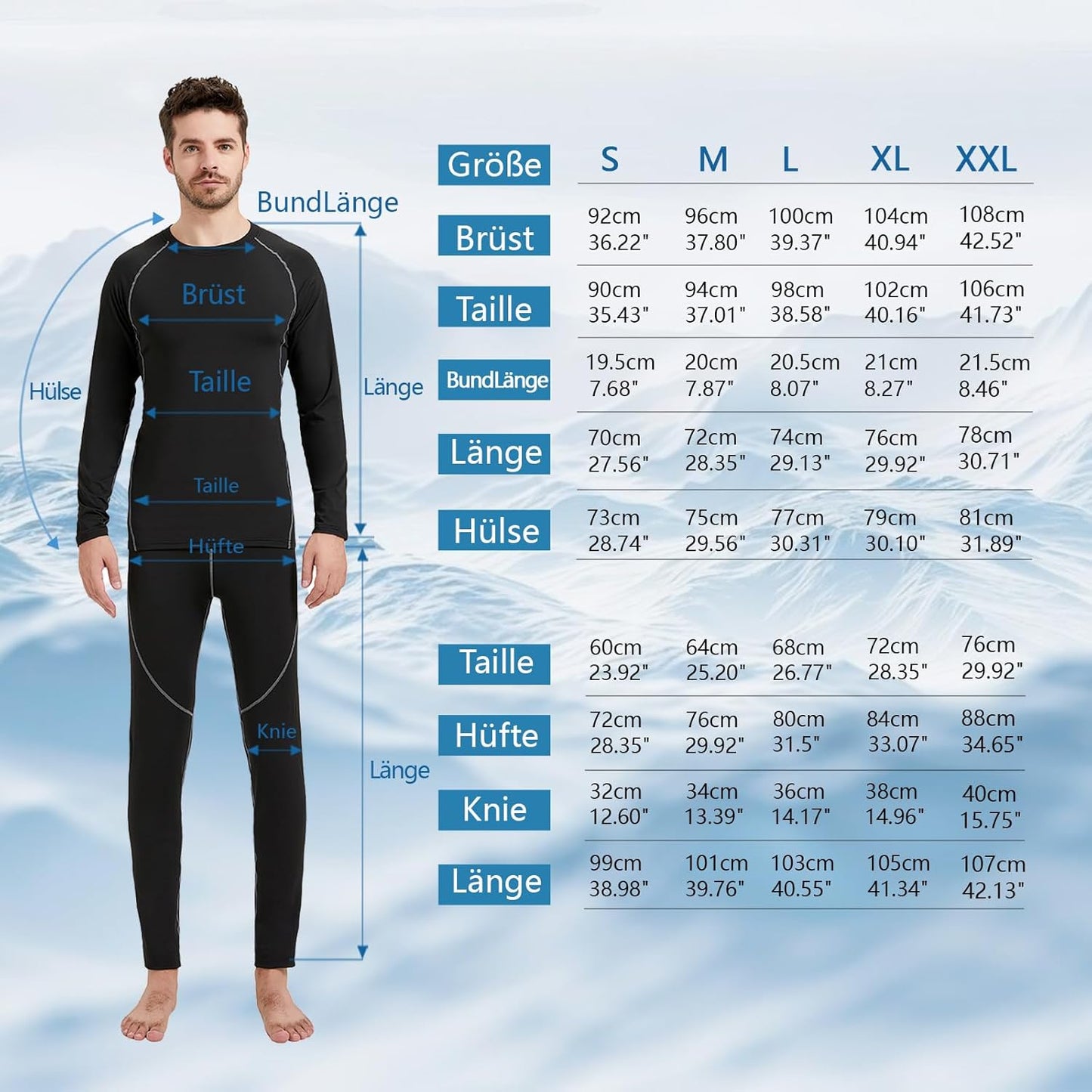 Ropa Interior Térmica Hombre Invierno Conjuntos Térmicos Esquí Funcional Interior Ropa S-2XL