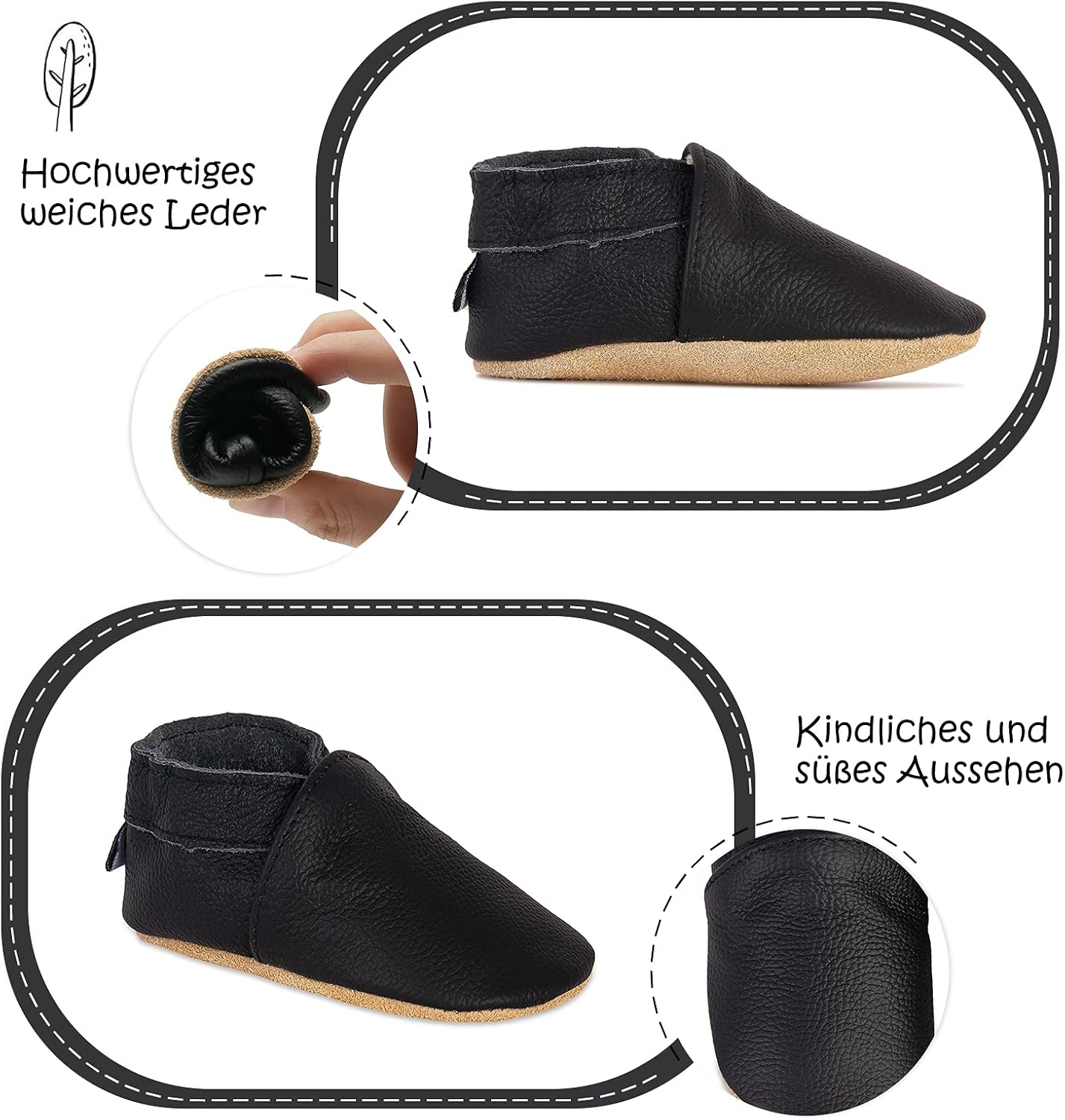 IceUnicorn Krabbelschuhe Baby Lauflernschuhe Jungen Mädchen Weicher Leder Babyhausschuhe Kleinkind Rutschfeste Lederschuhe Baby