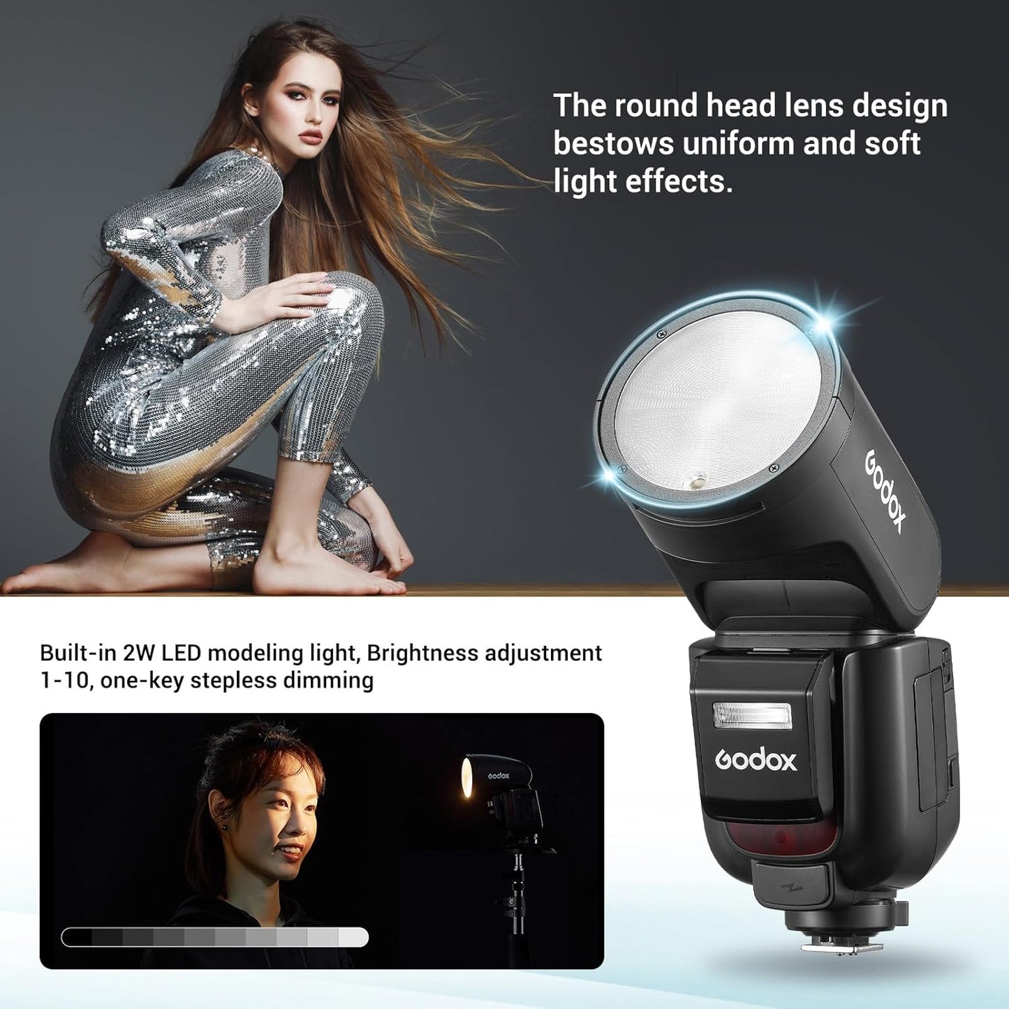 Godox V1Pro-C Round Head Camera Flash Speedlite for Canon, with Removable Sub Flash SU-1, USB-C Charging Battery, 2.4G X Wireless HSS TTL Flash Light Flash for Canon 6D 7D 5D Mark II III M50 EOS R