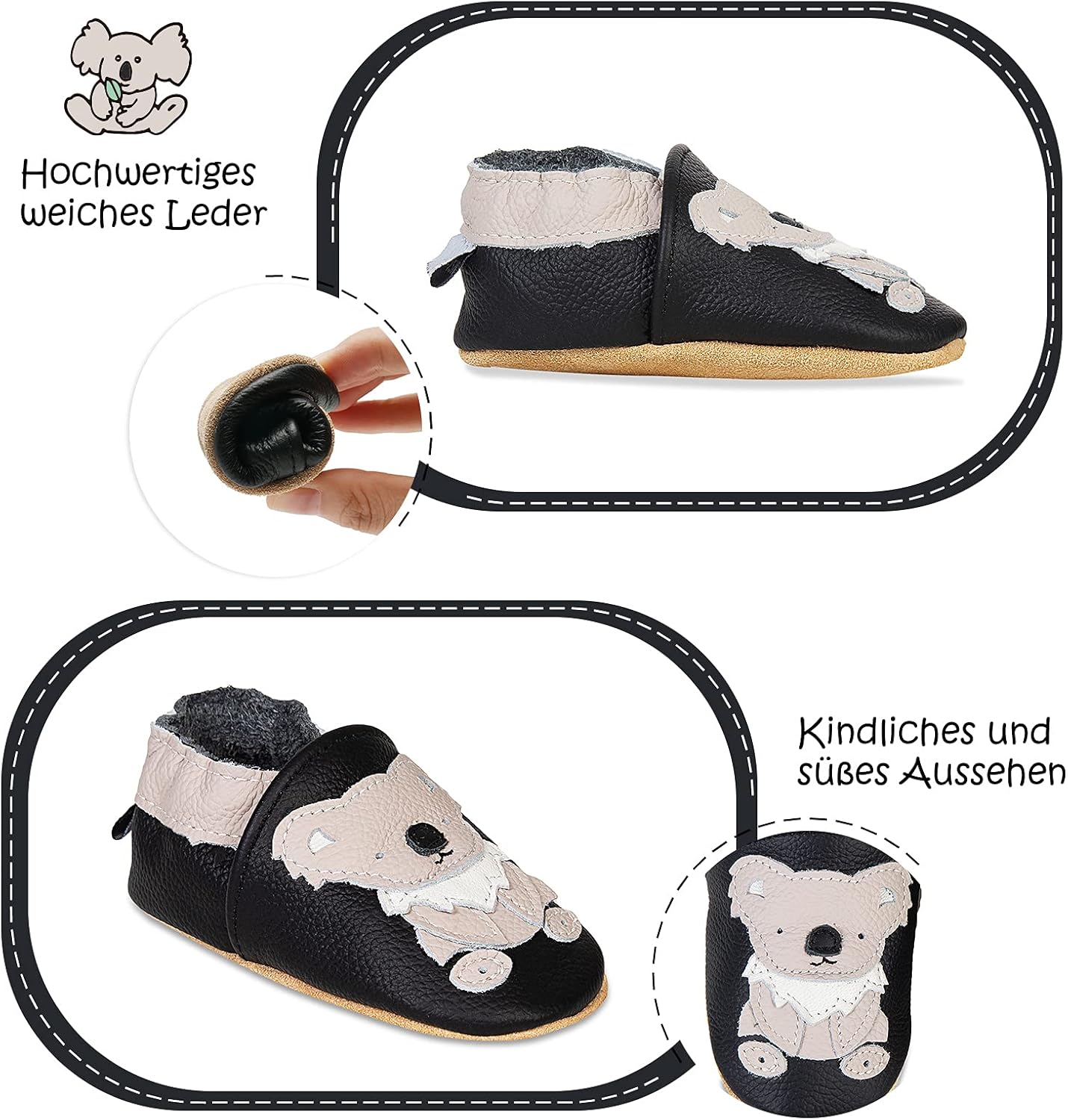 IceUnicorn Krabbelschuhe Baby Lauflernschuhe Jungen Mädchen Weicher Leder Babyhausschuhe Kleinkind Rutschfeste Lederschuhe Baby