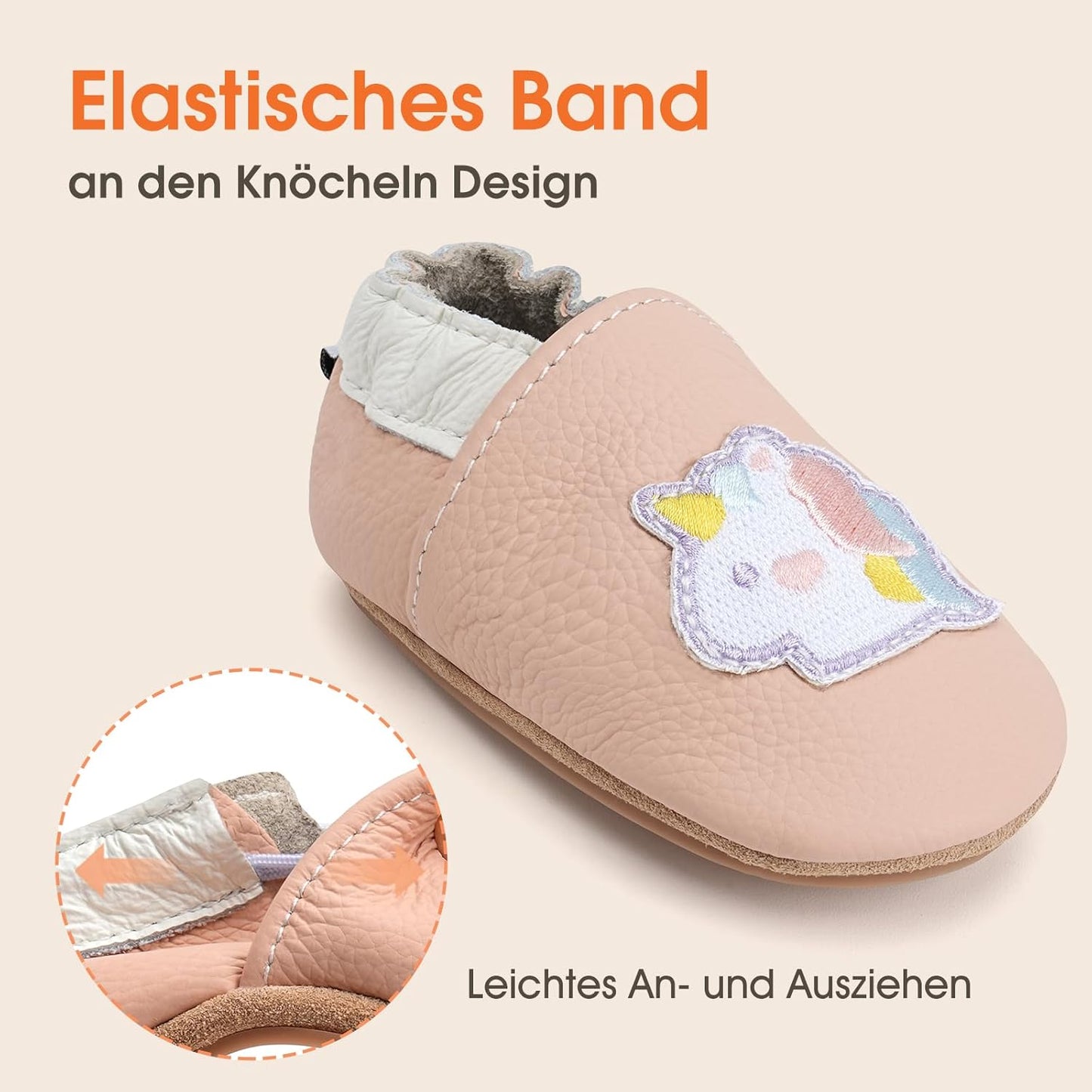 IceUnicorn Krabbelschuhe Baby Lauflernschuhe Weicher Leder Jungen Mädchen Lederschuhe Babys Rutschfeste Krabbelschuhe mit Gummisohle Babyschuhe