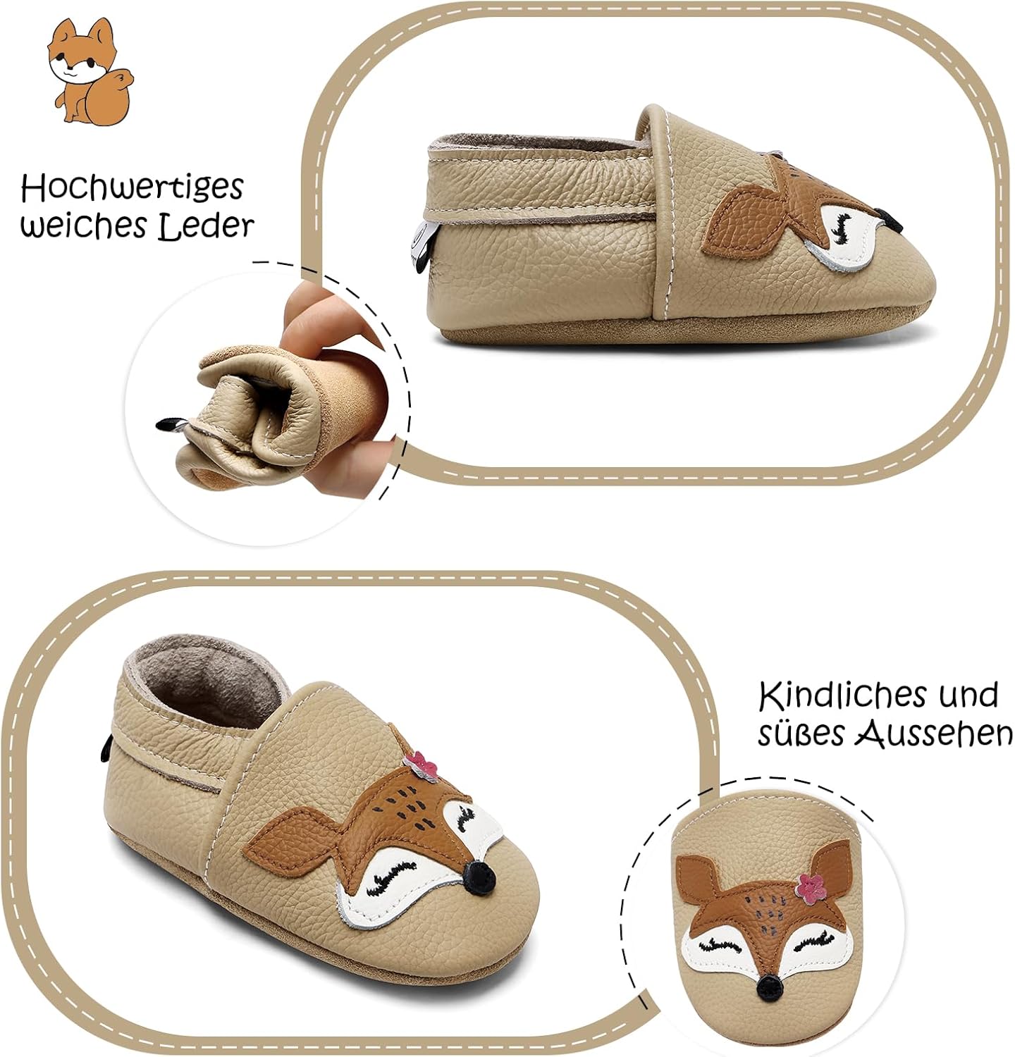 IceUnicorn Krabbelschuhe Baby Lauflernschuhe Jungen Mädchen Weicher Leder Babyhausschuhe Kleinkind Rutschfeste Lederschuhe Baby