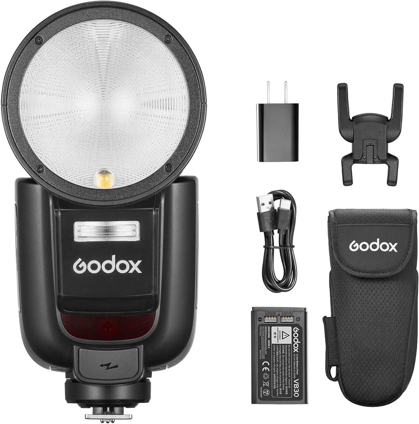 Godox V1Pro-C Round Head Camera Flash Speedlite for Canon, with Removable Sub Flash SU-1, USB-C Charging Battery, 2.4G X Wireless HSS TTL Flash Light Flash for Canon 6D 7D 5D Mark II III M50 EOS R