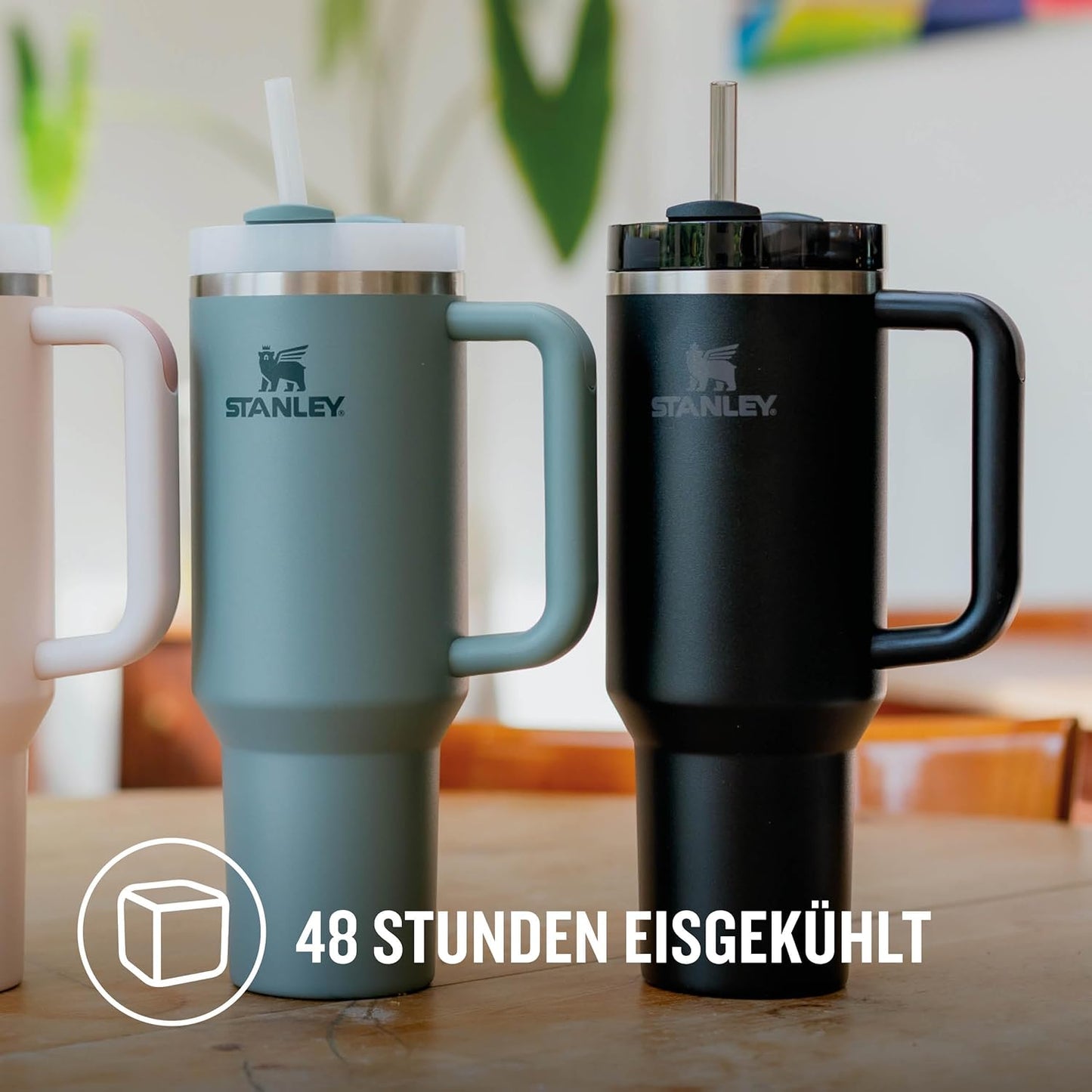 Stanley Quencher H2.0 Flowstate Trinkflasche Mit Strohhalm 1.2L - Thermobecher Kühlt 11 Stunden - 48 Stunden Eisgekühlt - Spülmaschinenfest - Thermosflasche BPA Frei - Edelstahl Trinkbecher