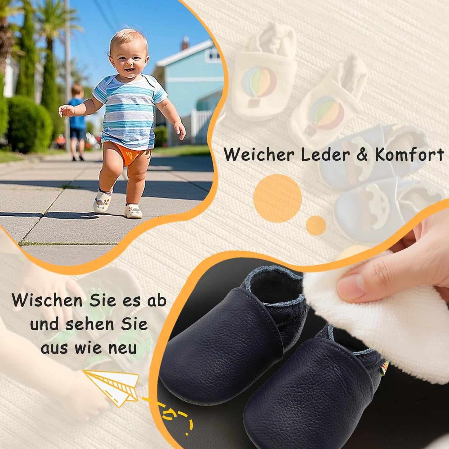 Yalion Baby Junge Mädchen Weicher Leder Lauflernschuhe Krabbelschuhe Babyhausschuhe mit Wildledersohlen Multi-Stil