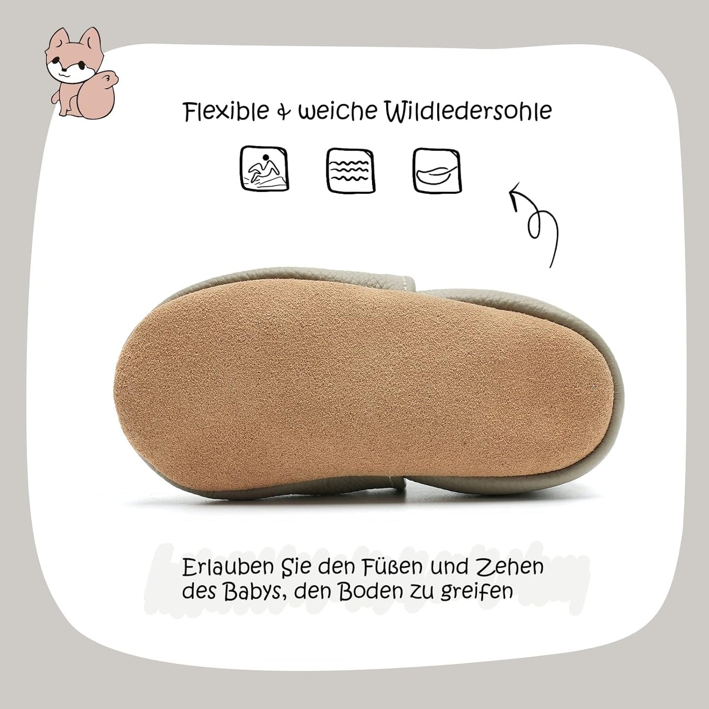IceUnicorn Krabbelschuhe Baby Lauflernschuhe Jungen Mädchen Weicher Leder Babyhausschuhe Kleinkind Rutschfeste Lederschuhe Baby