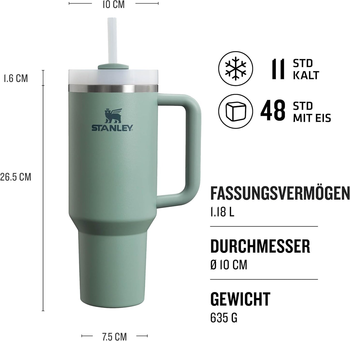 Stanley Quencher H2.0 Flowstate Trinkflasche Mit Strohhalm 1.2L - Thermobecher Kühlt 11 Stunden - 48 Stunden Eisgekühlt - Spülmaschinenfest - Thermosflasche BPA Frei - Edelstahl Trinkbecher