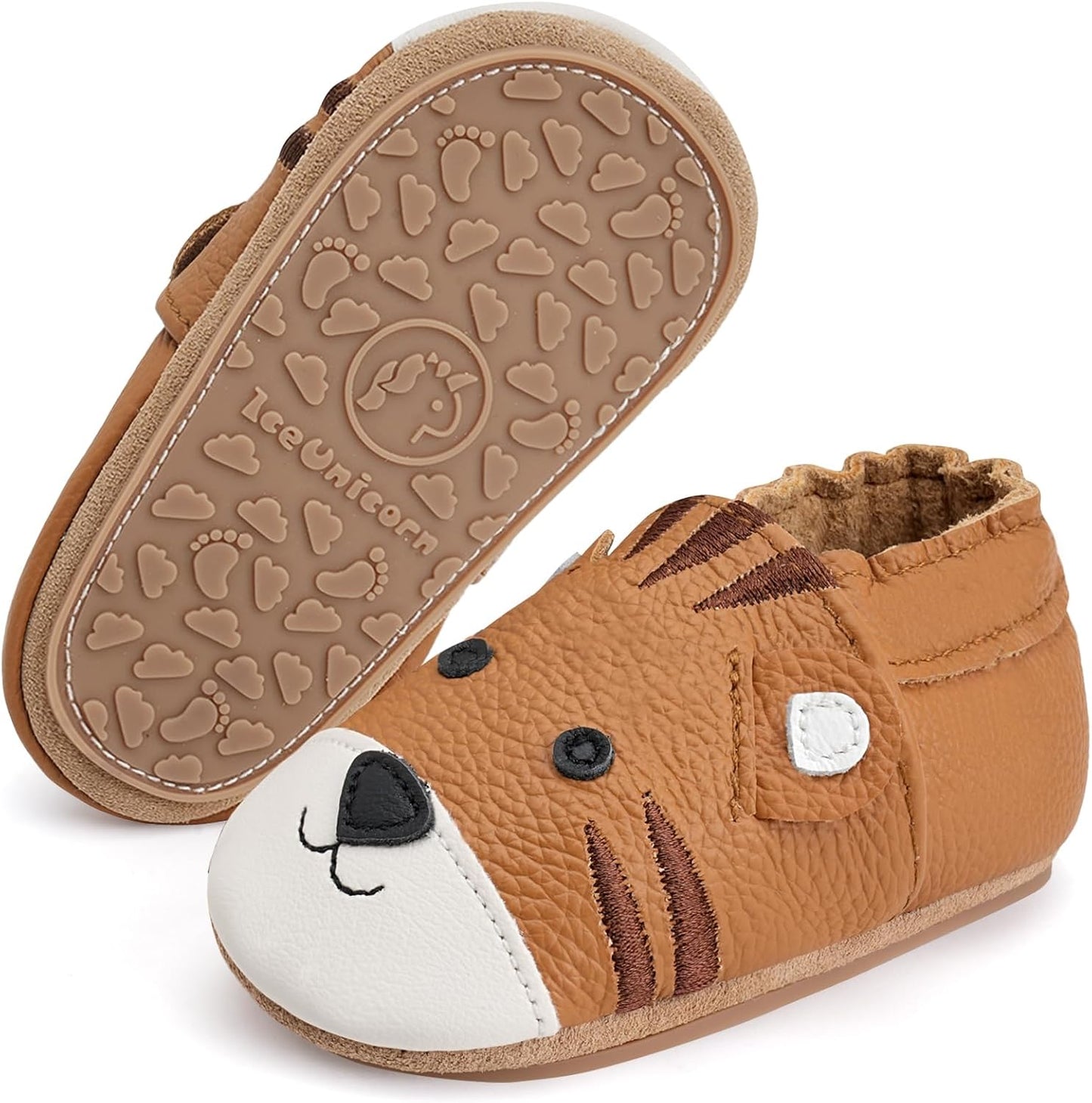 IceUnicorn Krabbelschuhe Baby Lauflernschuhe Weicher Leder Jungen Mädchen Lederschuhe Babys Rutschfeste Krabbelschuhe mit Gummisohle Babyschuhe