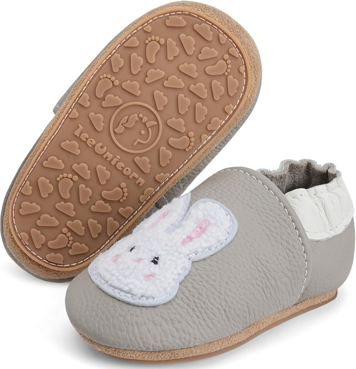 IceUnicorn Krabbelschuhe Baby Lauflernschuhe Weicher Leder Jungen Mädchen Lederschuhe Babys Rutschfeste Krabbelschuhe mit Gummisohle Babyschuhe