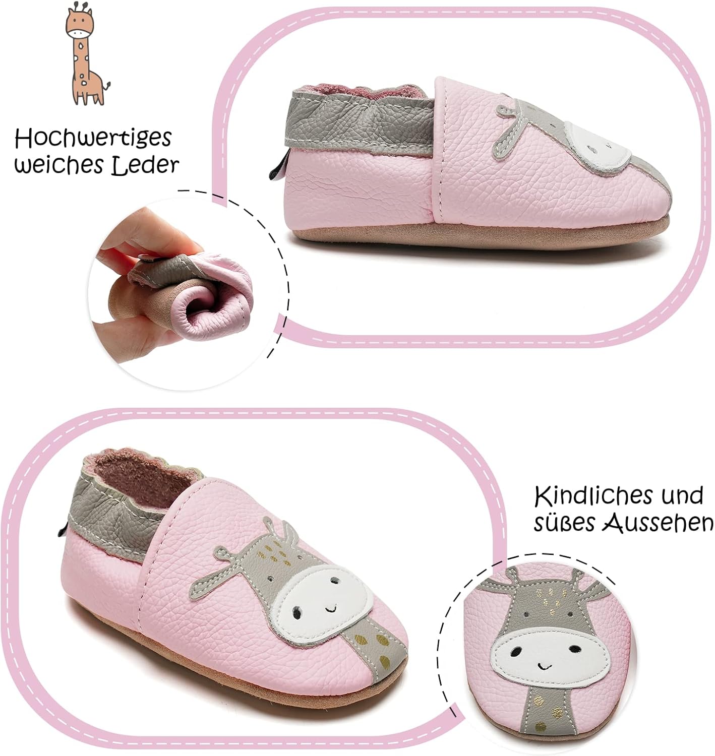 IceUnicorn Krabbelschuhe Baby Lauflernschuhe Jungen Mädchen Weicher Leder Babyhausschuhe Kleinkind Rutschfeste Lederschuhe Baby