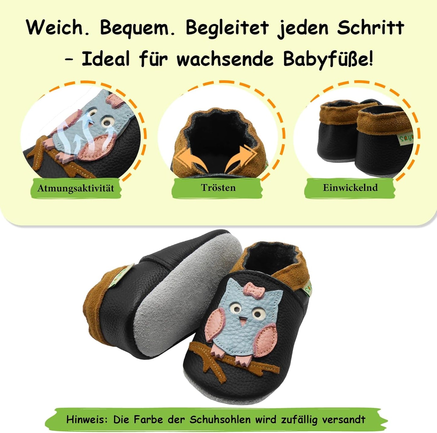 SAYOYO Weicher Leder Lauflernschuhe Krabbelschuhe Babyhausschuhe Kleinkind Lederschuhe Jungen und Mädchen, 21/22 (12-18) L Monate, Grau