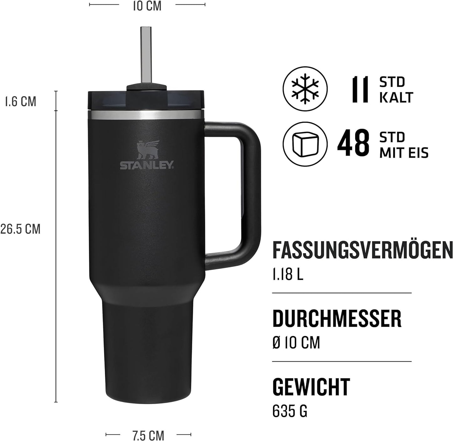 Stanley Quencher H2.0 Flowstate Trinkflasche Mit Strohhalm 1.2L - Thermobecher Kühlt 11 Stunden - 48 Stunden Eisgekühlt - Spülmaschinenfest - Thermosflasche BPA Frei - Edelstahl Trinkbecher