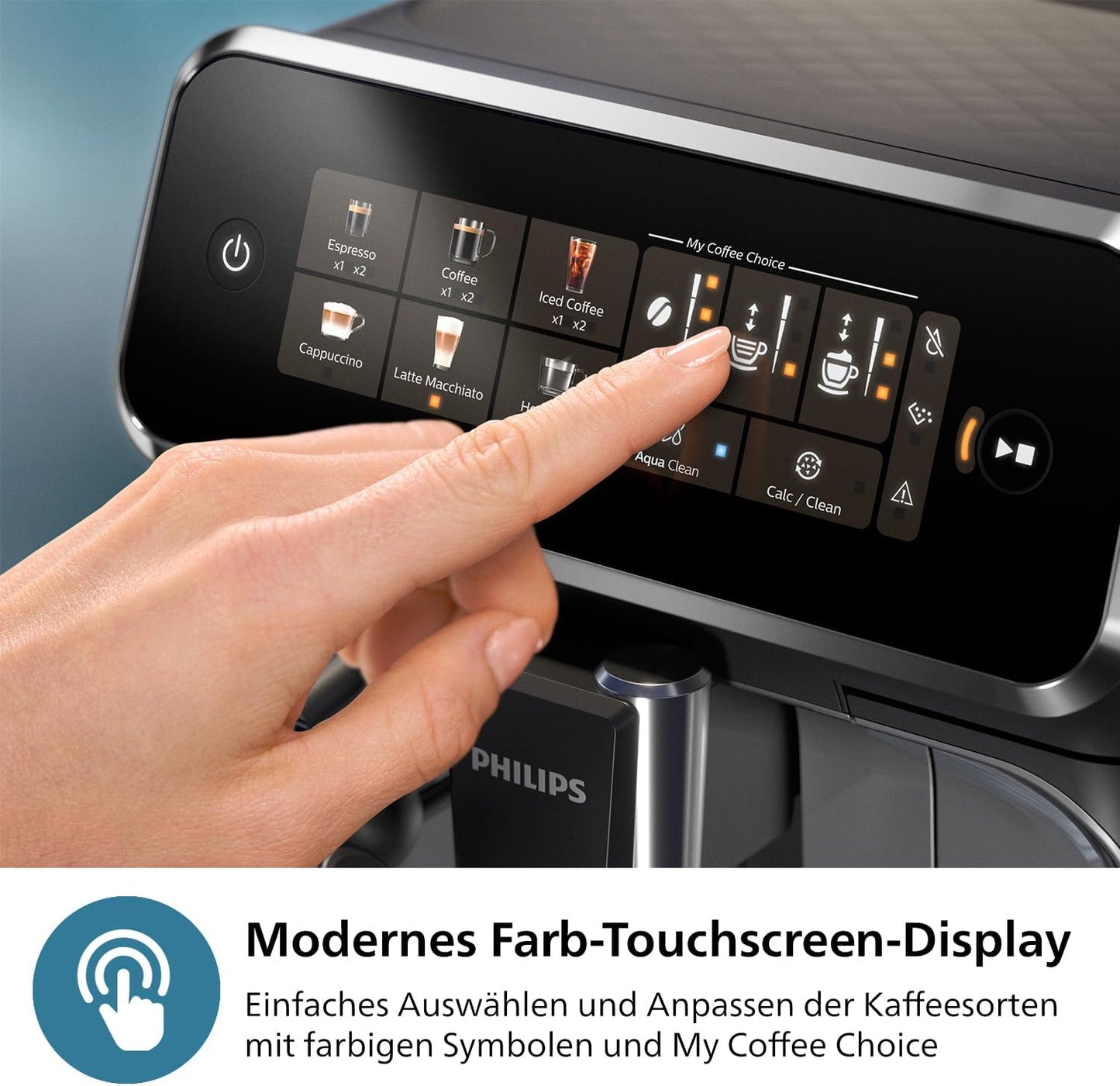 Philips Serie 2200 Kaffeevollautomat – 2 Kaffeesorten, Klassischer Milchaufschäumer, Intuitives Touchdisplay, 100% Keramikmahlwerk, mattes Schwarz (EP2220/10)